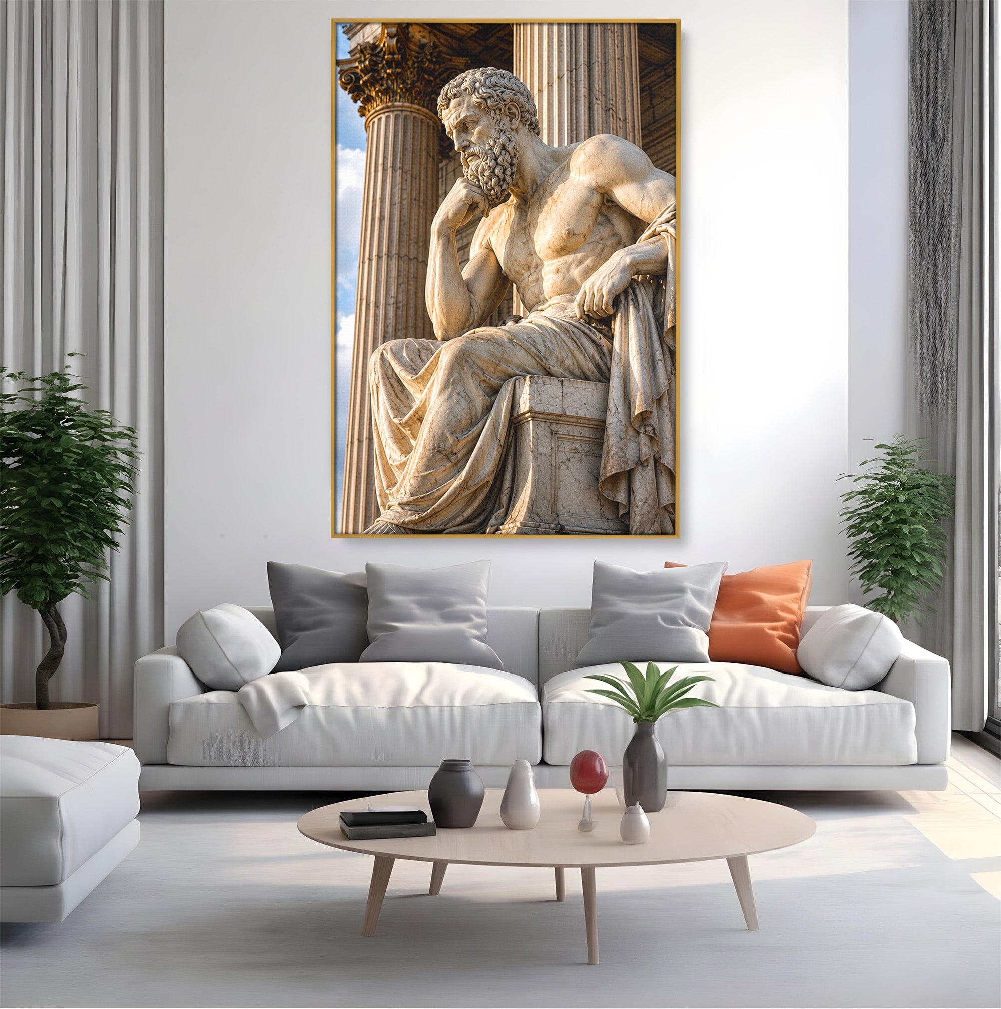 Tablou Canvas Premium LuxCanva® T1004, Ganditorul Antic, Sculptura, Filosofie, Istorie, Antichitate, Arta Clasica, Birou, Culori Vibrante