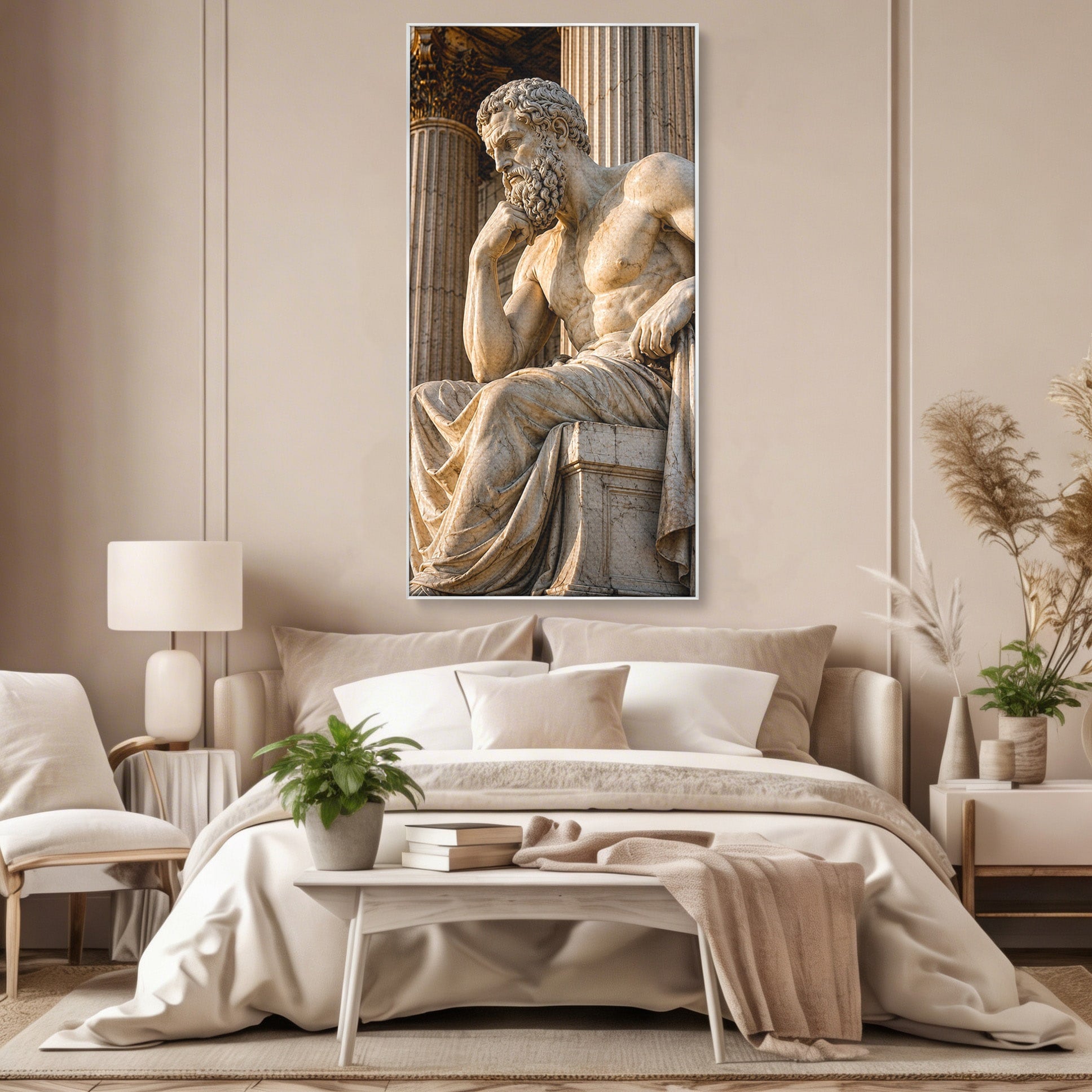 Tablou Canvas Premium LuxCanva® T1004, Ganditorul Antic, Sculptura, Filosofie, Istorie, Antichitate, Arta Clasica, Birou, Culori Vibrante