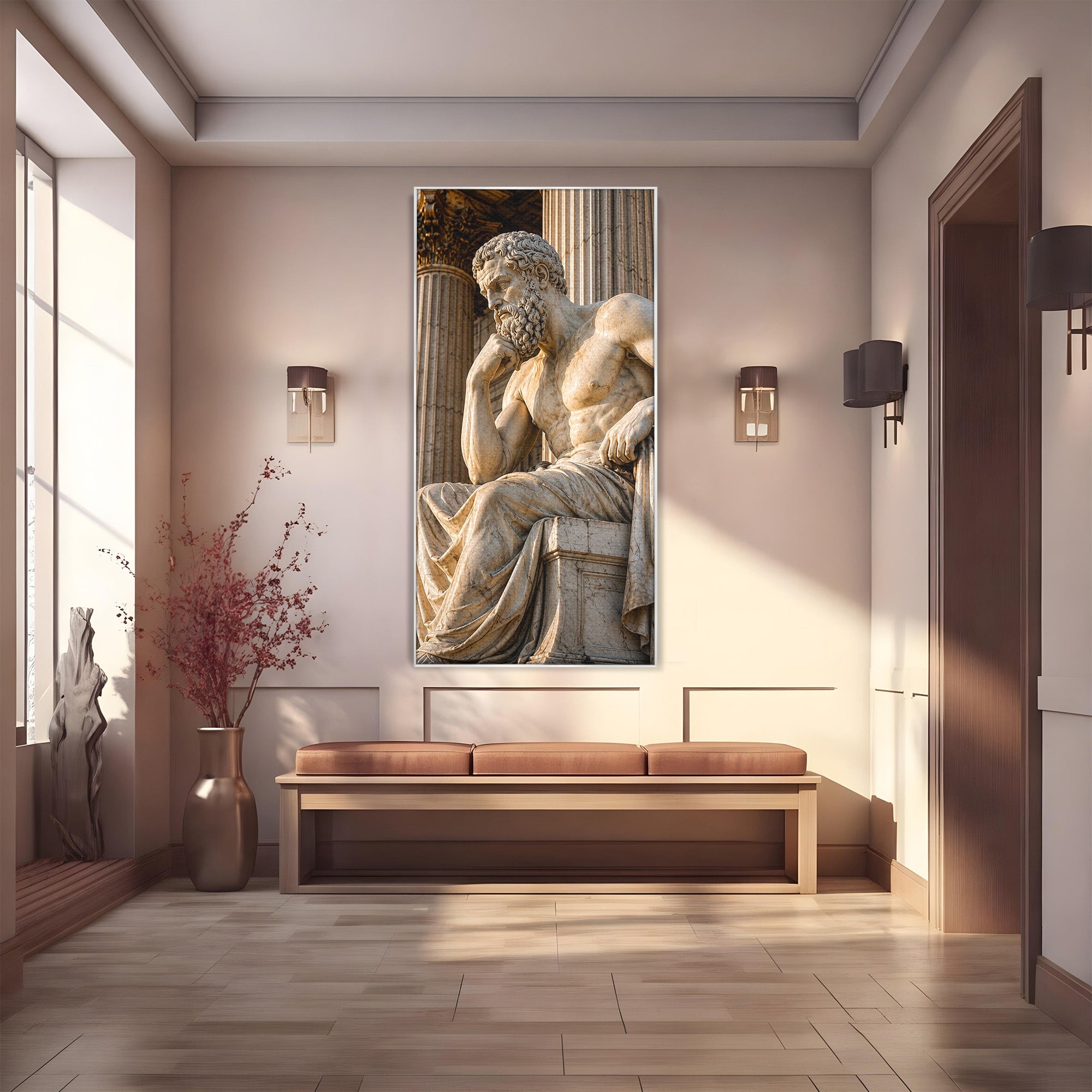Tablou Canvas Premium LuxCanva® T1004, Ganditorul Antic, Sculptura, Filosofie, Istorie, Antichitate, Arta Clasica, Birou, Culori Vibrante