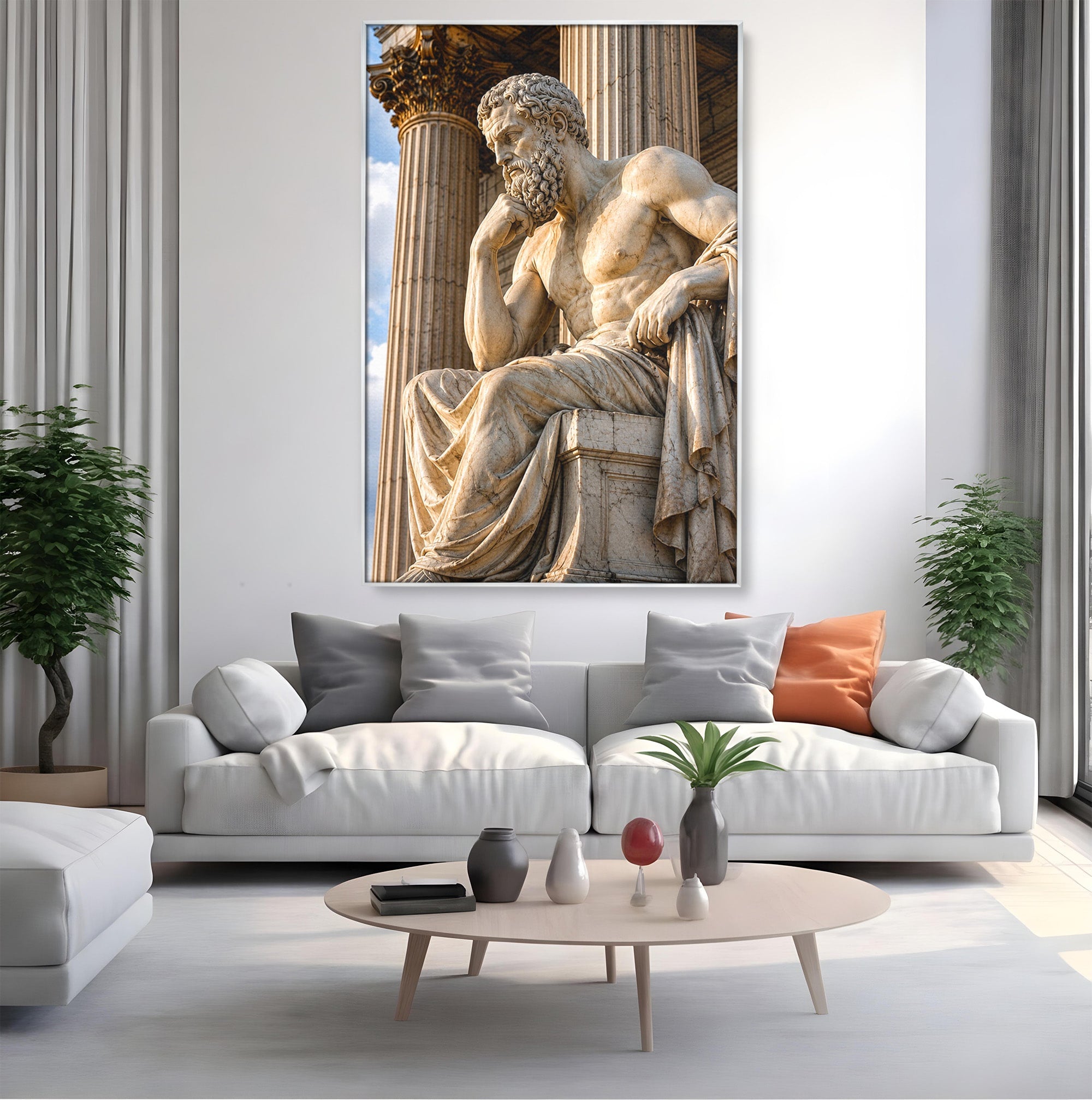 Tablou Canvas Premium LuxCanva® T1004, Ganditorul Antic, Sculptura, Filosofie, Istorie, Antichitate, Arta Clasica, Birou, Culori Vibrante