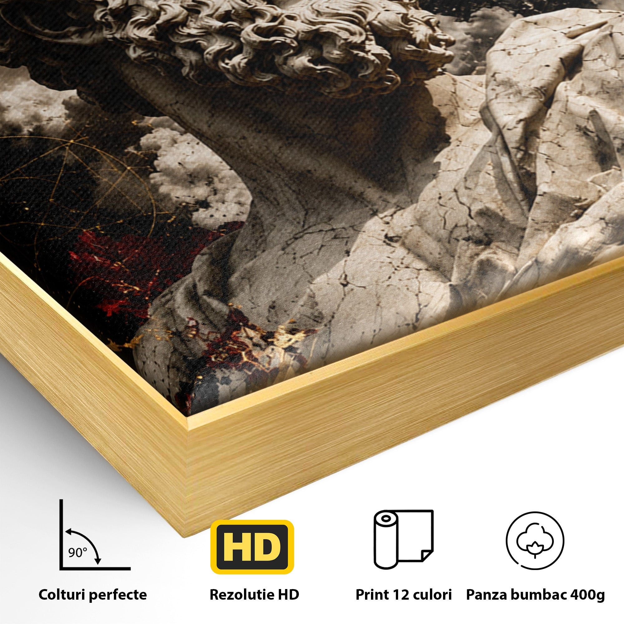 Tablou Canvas Premium LuxCanva® T1005, Zeul Antic, Sculptura, Zeitate, Sculptura, Mitologie, Univers, Dormitor, Living, Culori Vibrante