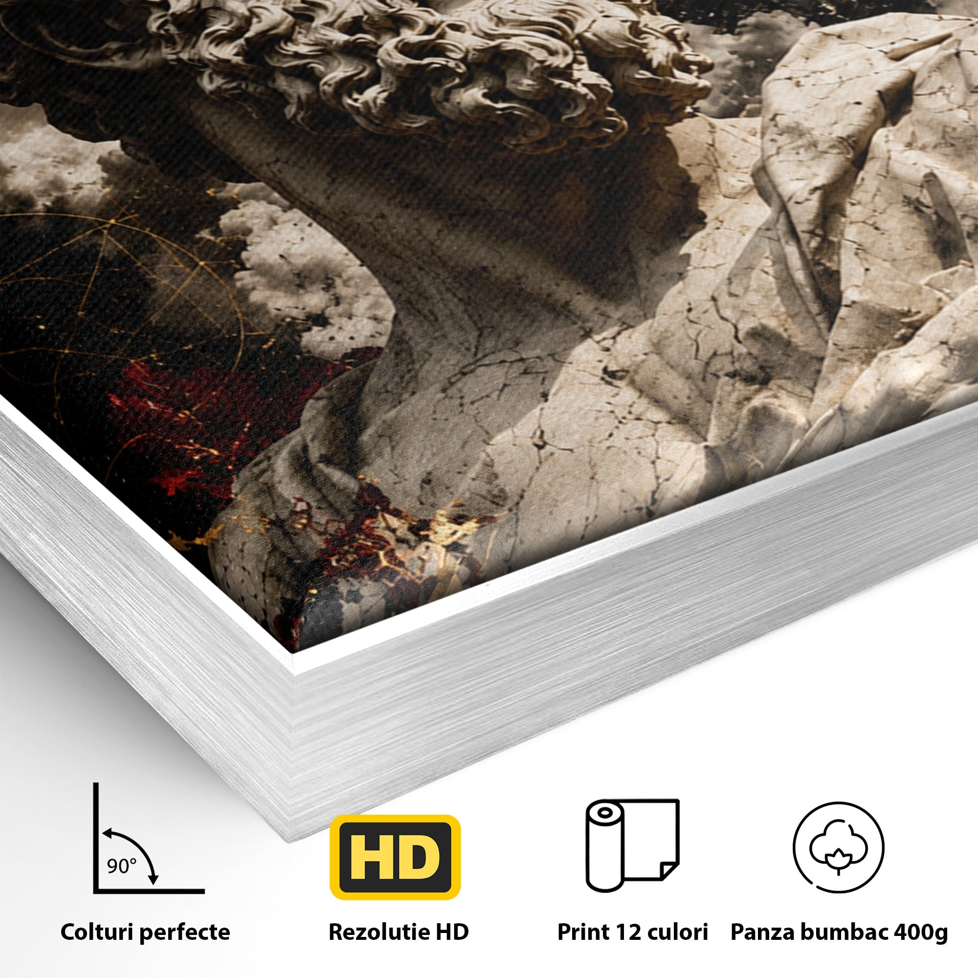 Tablou Canvas Premium LuxCanva® T1005, Zeul Antic, Sculptura, Zeitate, Sculptura, Mitologie, Univers, Dormitor, Living, Culori Vibrante