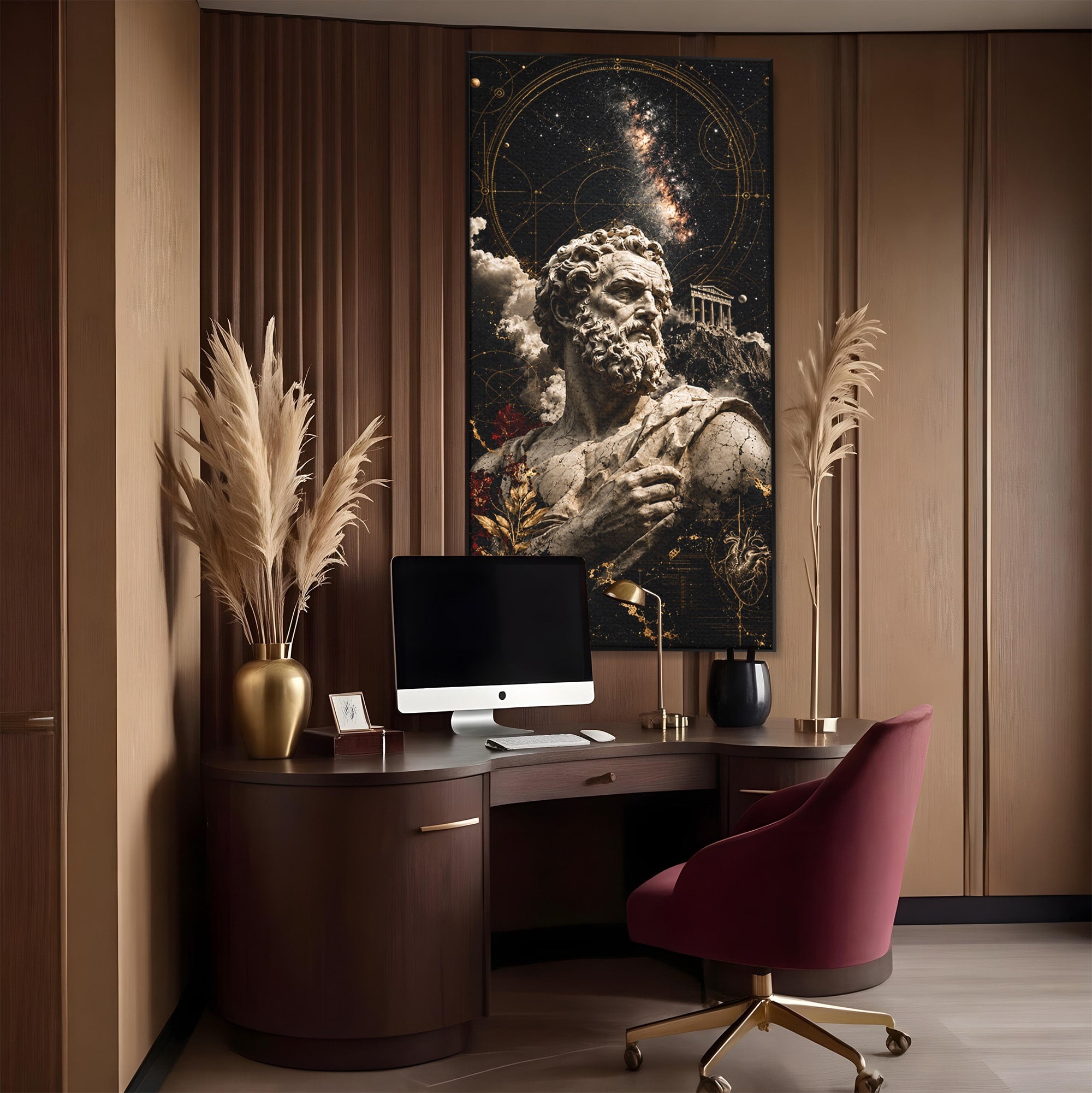 Tablou Canvas Premium LuxCanva® T1005, Zeul Antic, Sculptura, Zeitate, Sculptura, Mitologie, Univers, Dormitor, Living, Culori Vibrante