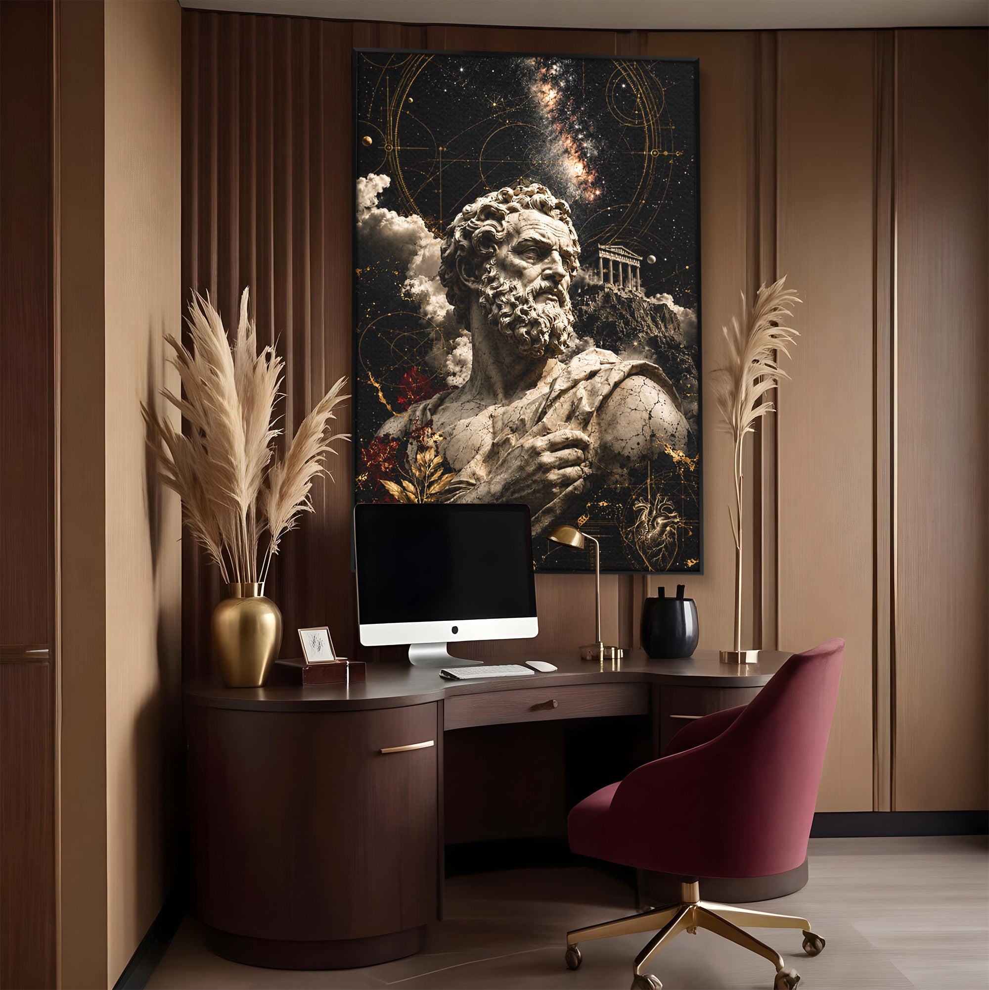 Tablou Canvas Premium LuxCanva® T1005, Zeul Antic, Sculptura, Zeitate, Sculptura, Mitologie, Univers, Dormitor, Living, Culori Vibrante