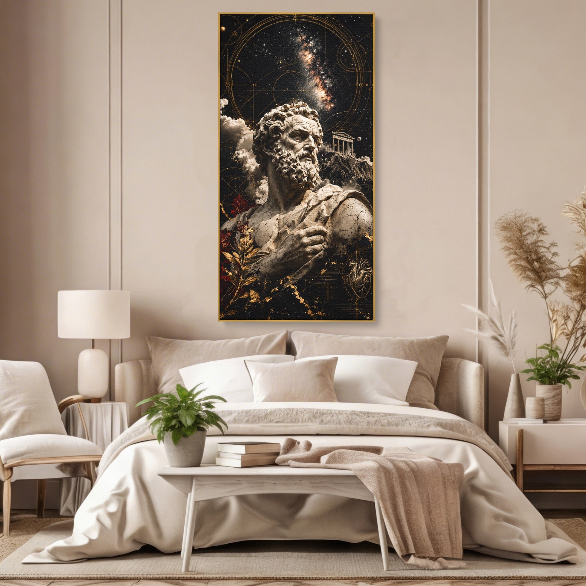 Tablou Canvas Premium LuxCanva® T1005, Zeul Antic, Sculptura, Zeitate, Sculptura, Mitologie, Univers, Dormitor, Living, Culori Vibrante