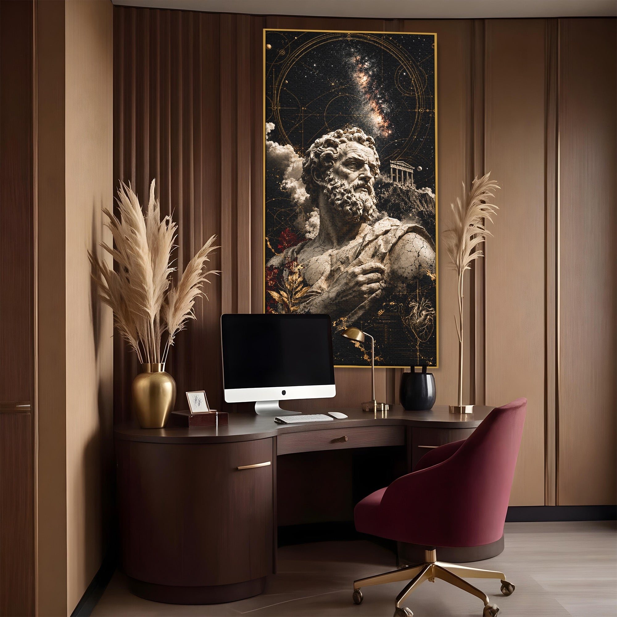 Tablou Canvas Premium LuxCanva® T1005, Zeul Antic, Sculptura, Zeitate, Sculptura, Mitologie, Univers, Dormitor, Living, Culori Vibrante