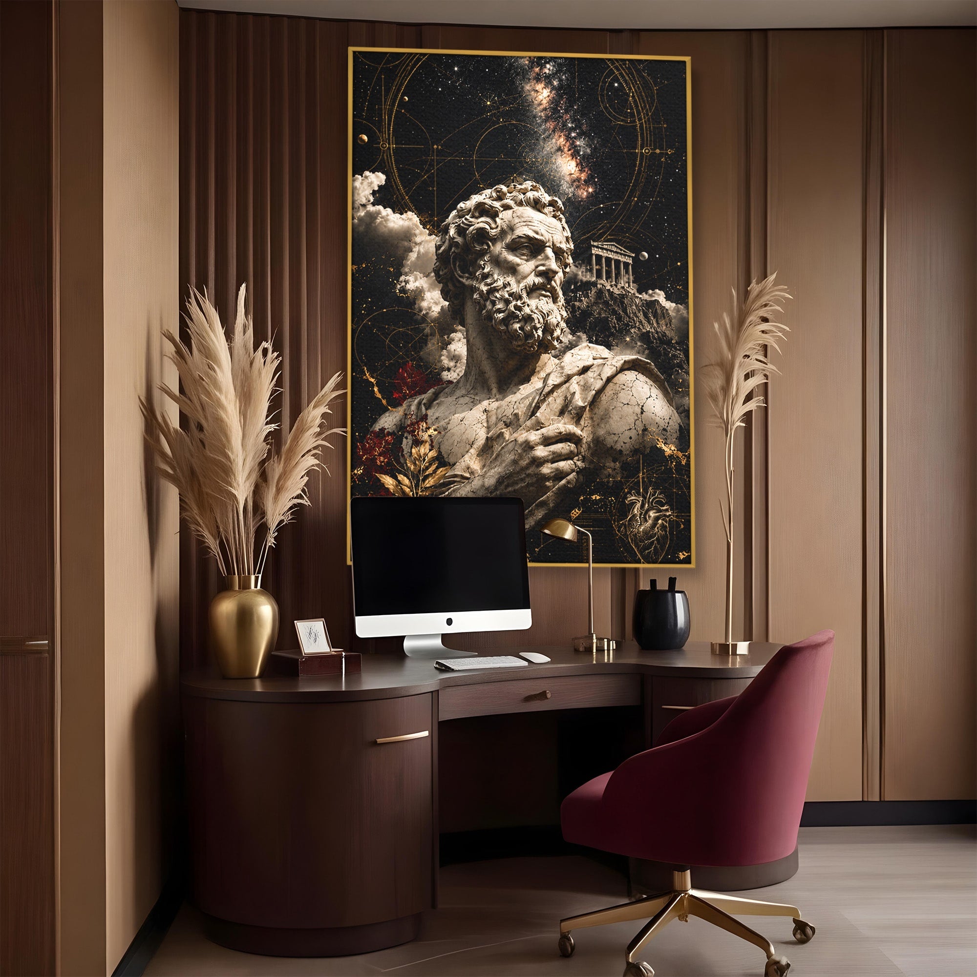 Tablou Canvas Premium LuxCanva® T1005, Zeul Antic, Sculptura, Zeitate, Sculptura, Mitologie, Univers, Dormitor, Living, Culori Vibrante