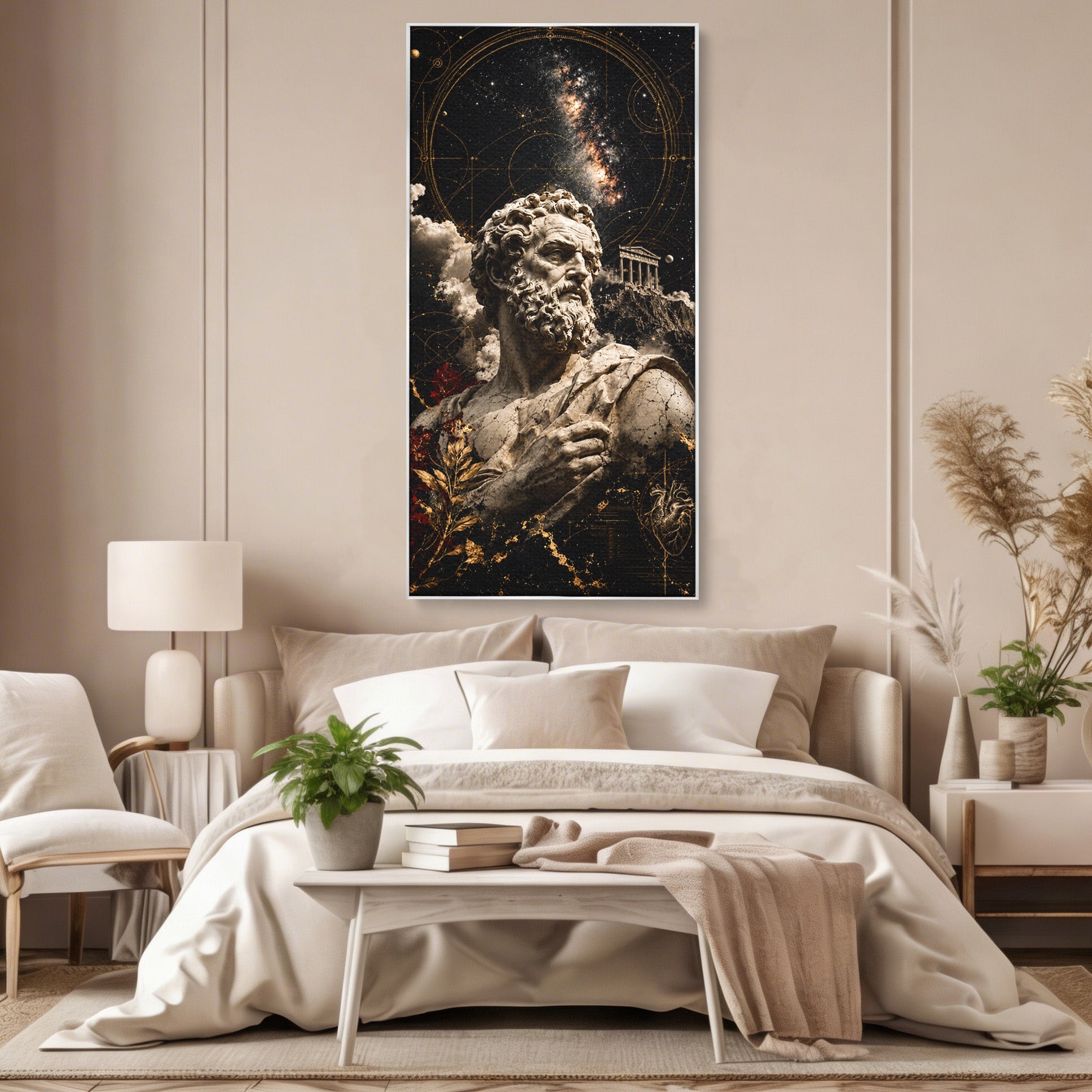 Tablou Canvas Premium LuxCanva® T1005, Zeul Antic, Sculptura, Zeitate, Sculptura, Mitologie, Univers, Dormitor, Living, Culori Vibrante