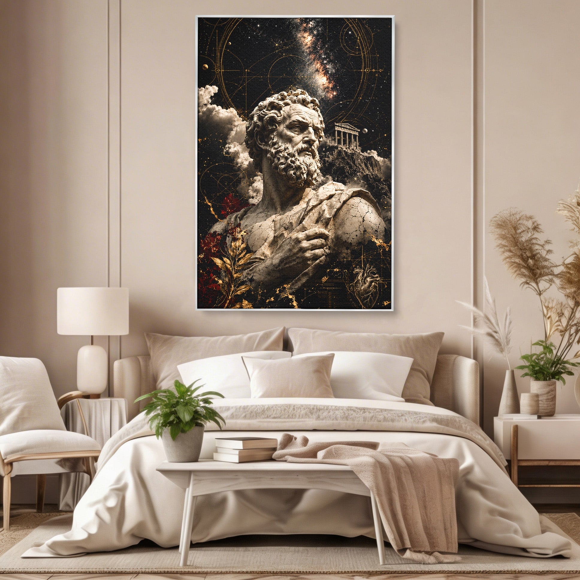 Tablou Canvas Premium LuxCanva® T1005, Zeul Antic, Sculptura, Zeitate, Sculptura, Mitologie, Univers, Dormitor, Living, Culori Vibrante