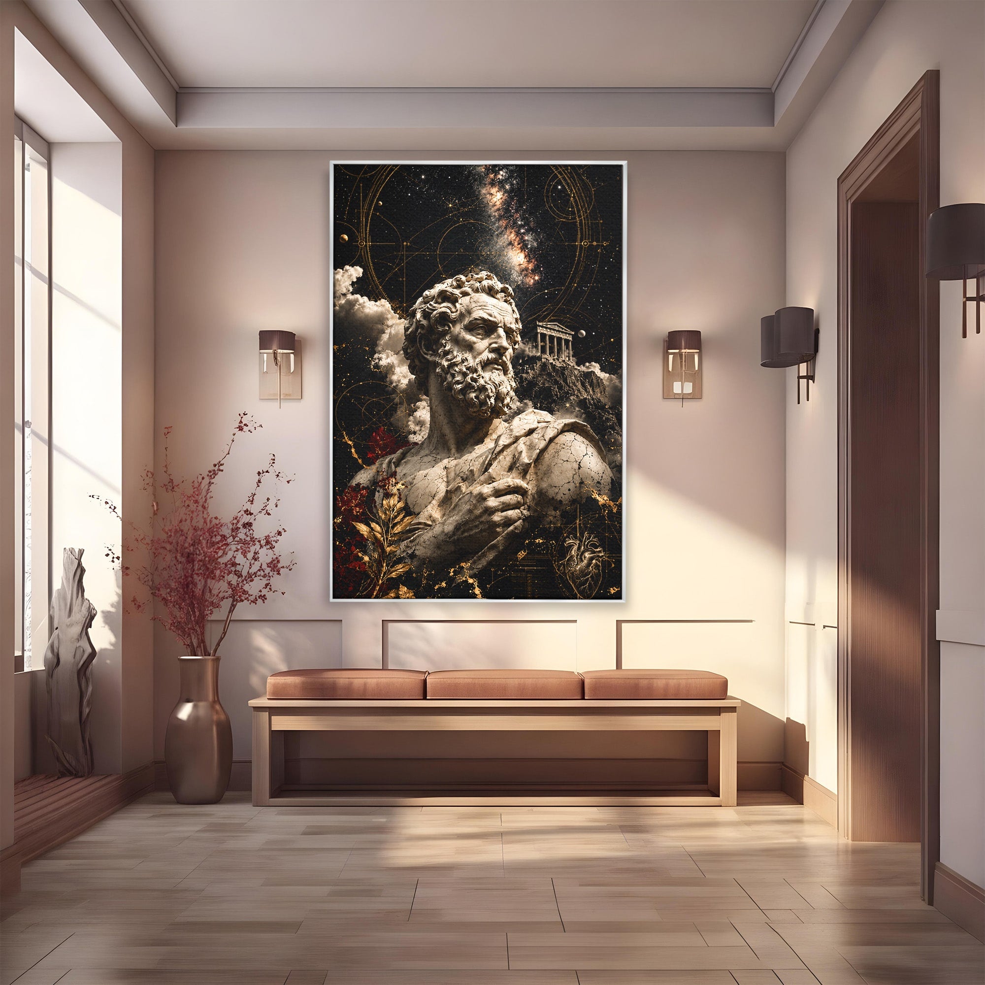 Tablou Canvas Premium LuxCanva® T1005, Zeul Antic, Sculptura, Zeitate, Sculptura, Mitologie, Univers, Dormitor, Living, Culori Vibrante