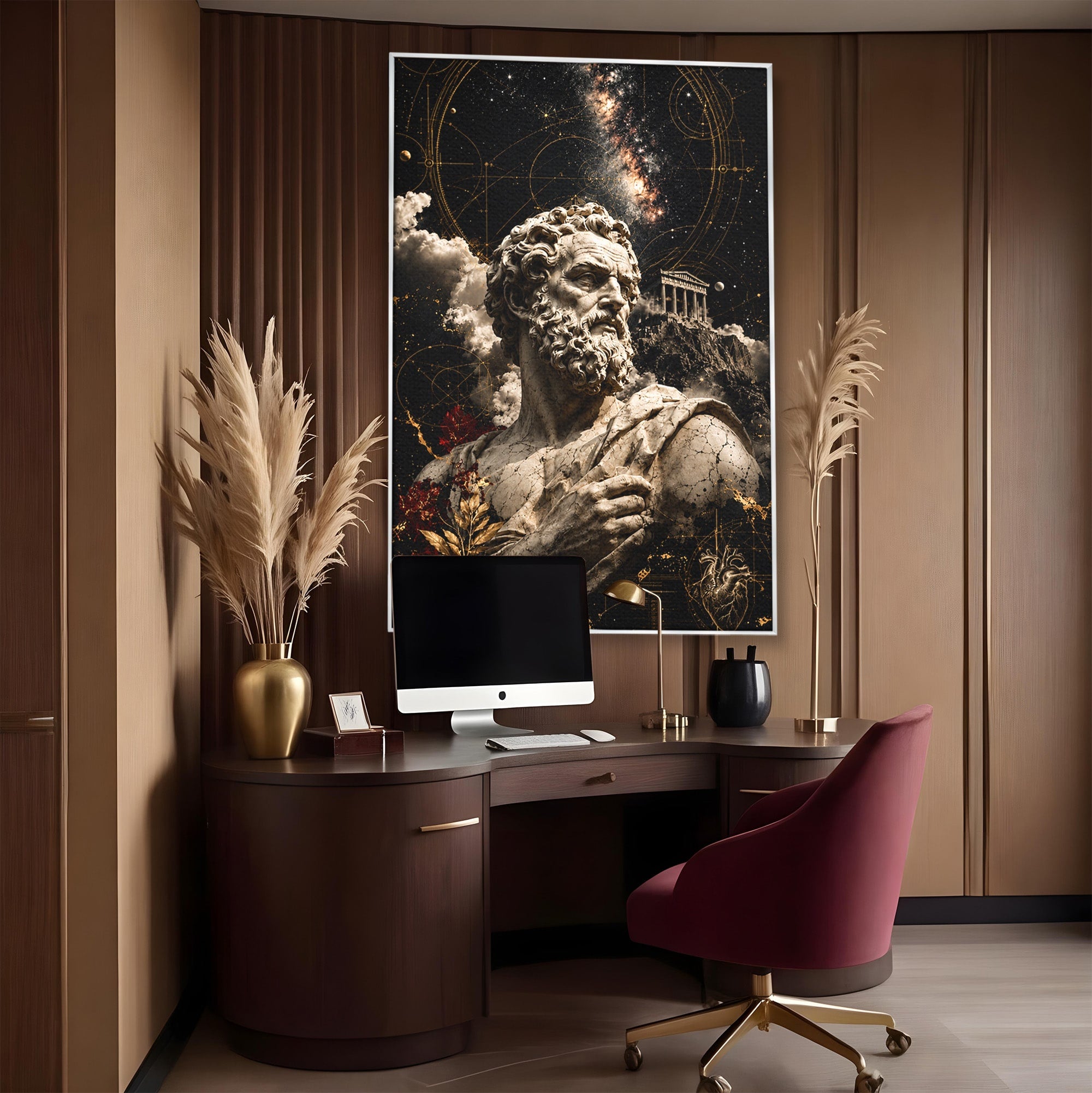 Tablou Canvas Premium LuxCanva® T1005, Zeul Antic, Sculptura, Zeitate, Sculptura, Mitologie, Univers, Dormitor, Living, Culori Vibrante