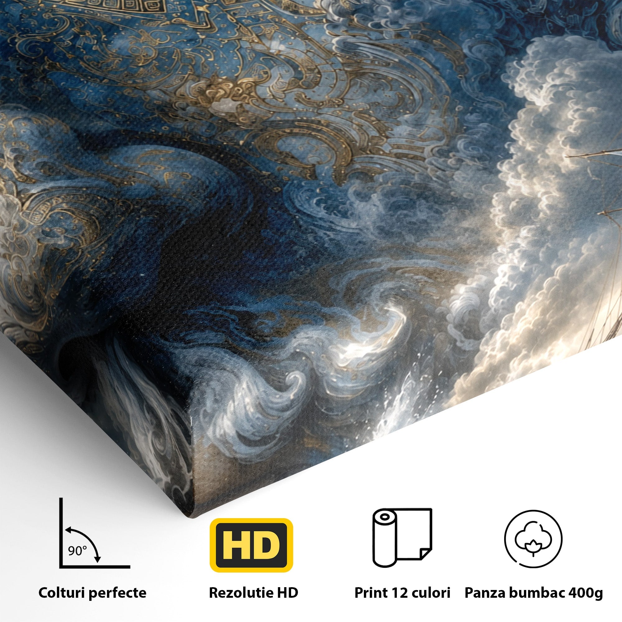 Tablou Canvas Premium LuxCanva® T1006, Zeul Marii, Natura, Mare, Vas, Mitologie, Living, Culori Vibrante