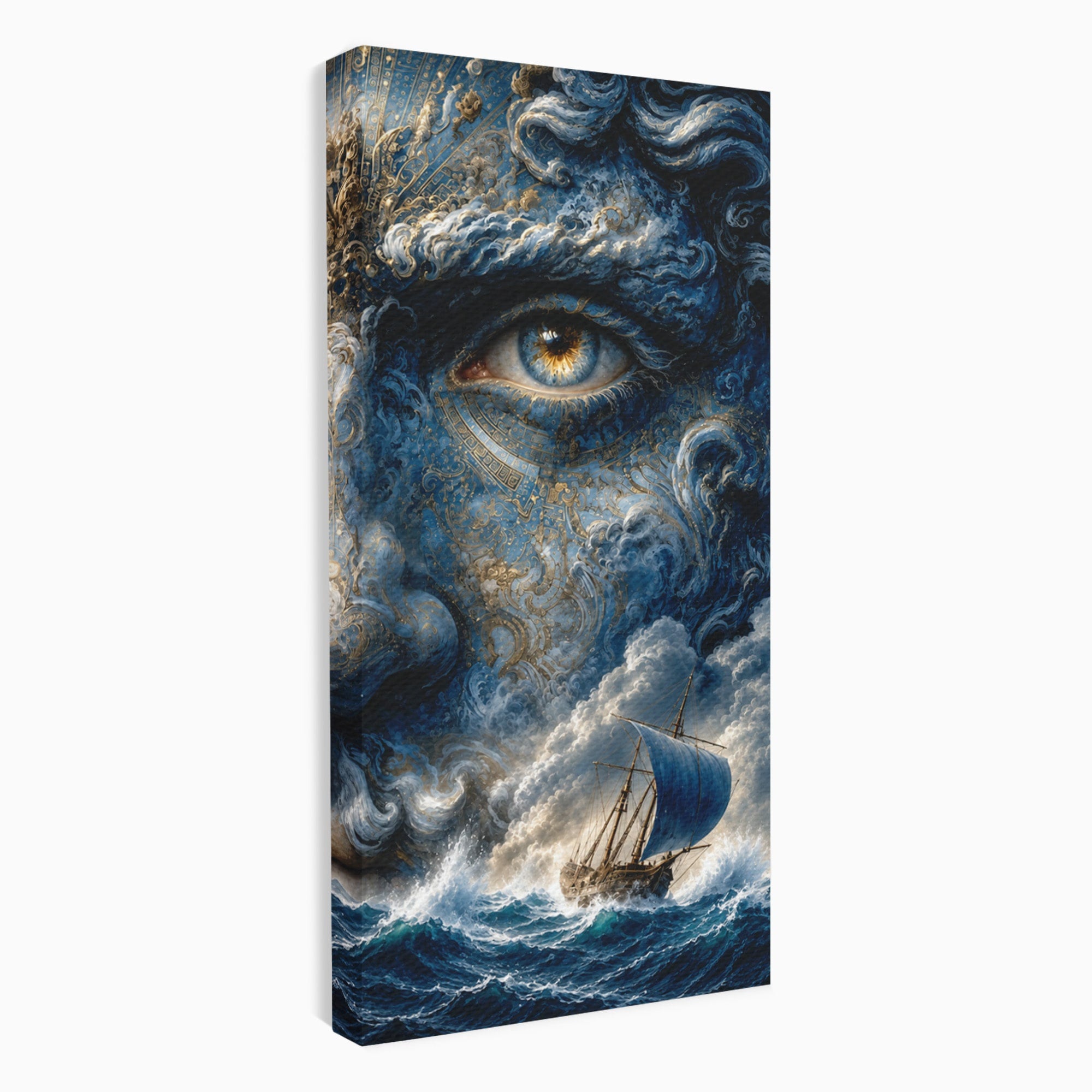Tablou Canvas Premium LuxCanva® T1006, Zeul Marii, Natura, Mare, Vas, Mitologie, Living, Culori Vibrante