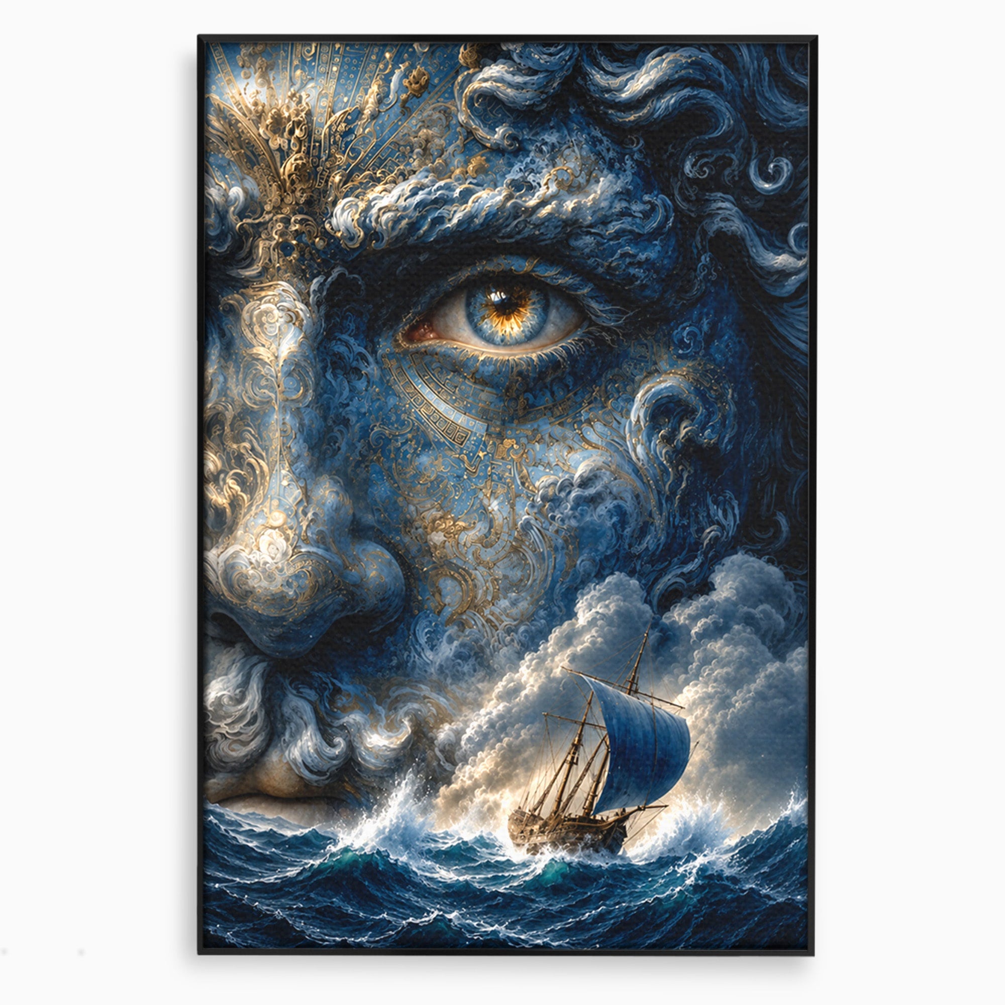 Tablou Canvas Premium LuxCanva® T1006, Zeul Marii, Natura, Mare, Vas, Mitologie, Living, Culori Vibrante