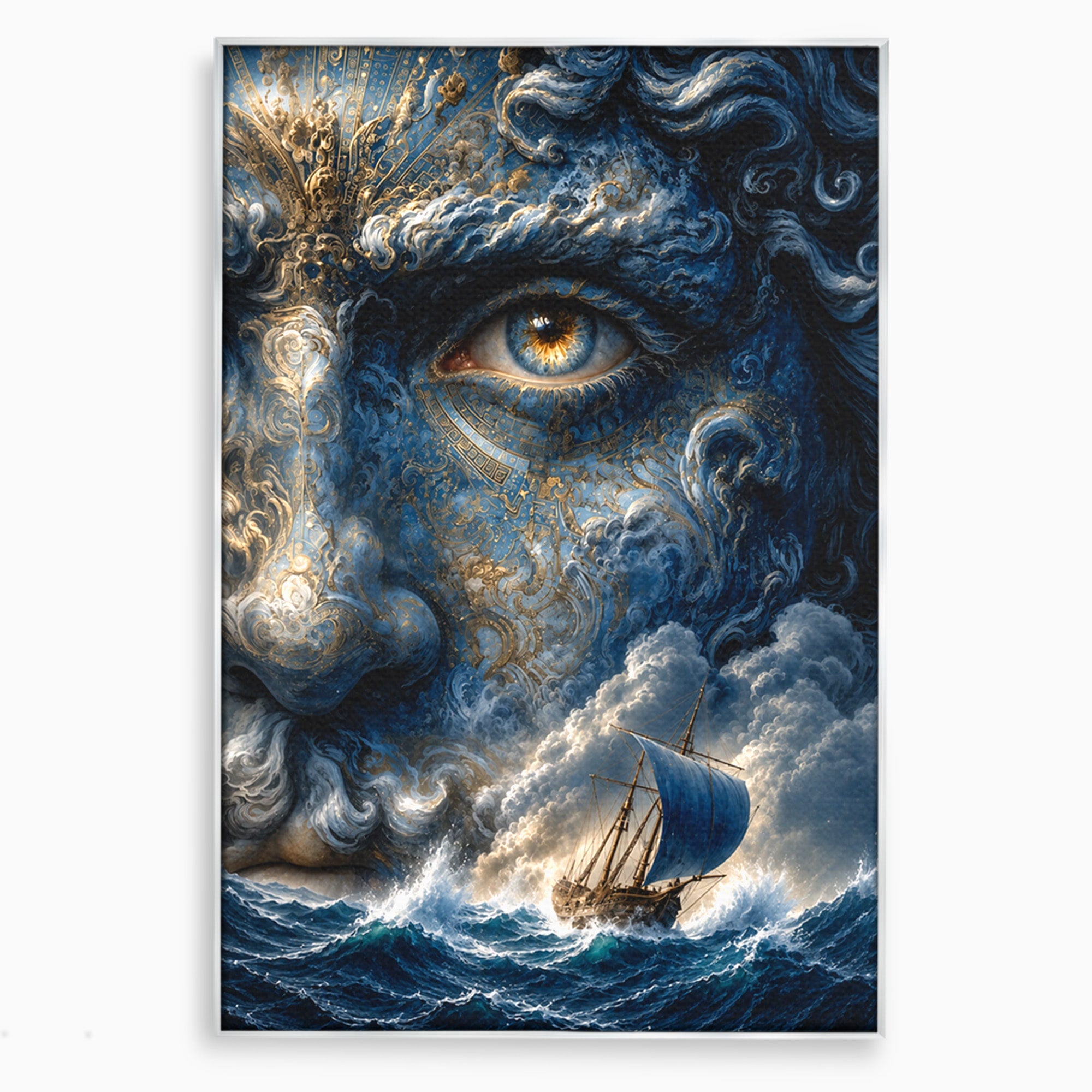 Tablou Canvas Premium LuxCanva® T1006, Zeul Marii, Natura, Mare, Vas, Mitologie, Living, Culori Vibrante