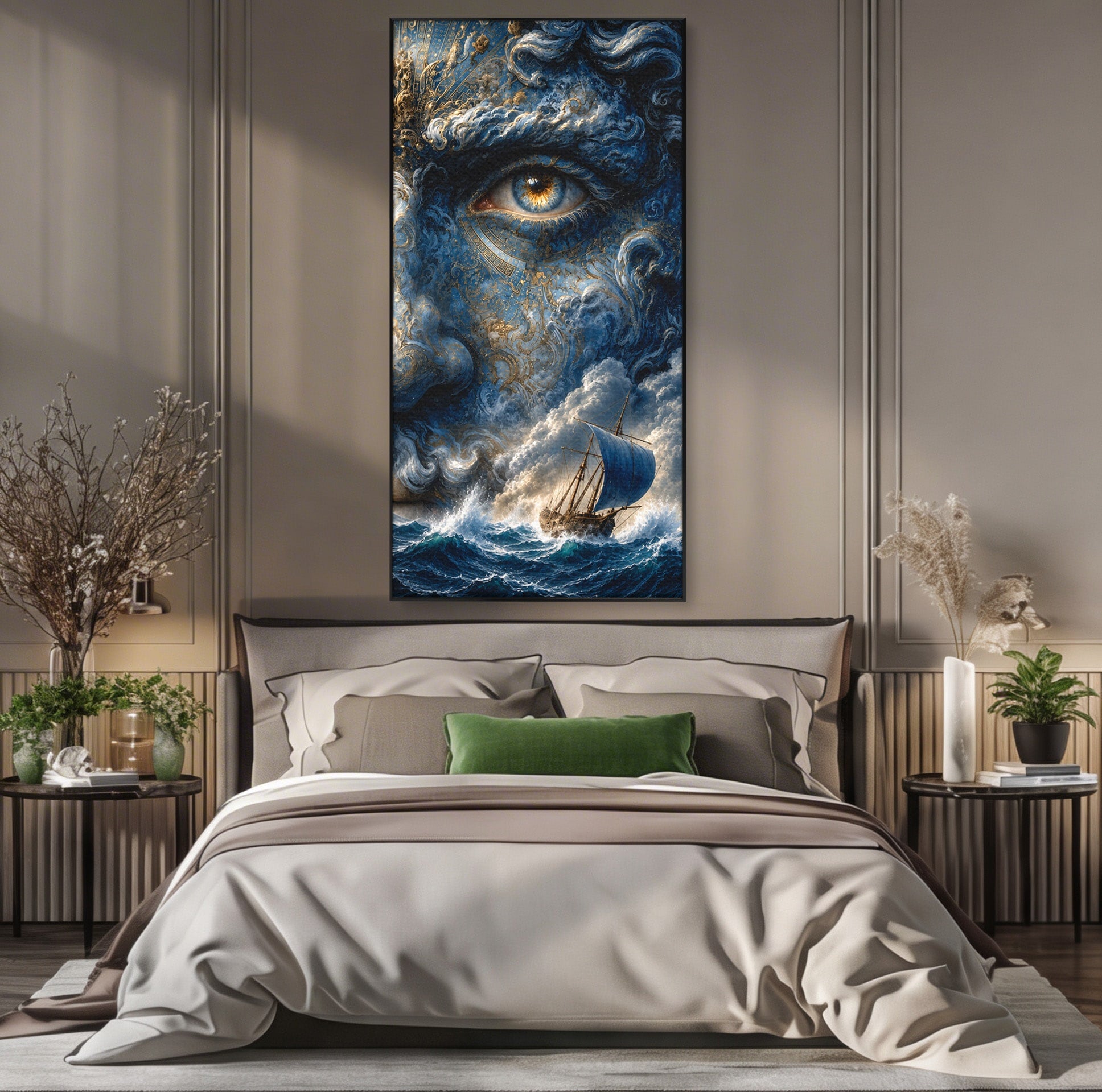 Tablou Canvas Premium LuxCanva® T1006, Zeul Marii, Natura, Mare, Vas, Mitologie, Living, Culori Vibrante