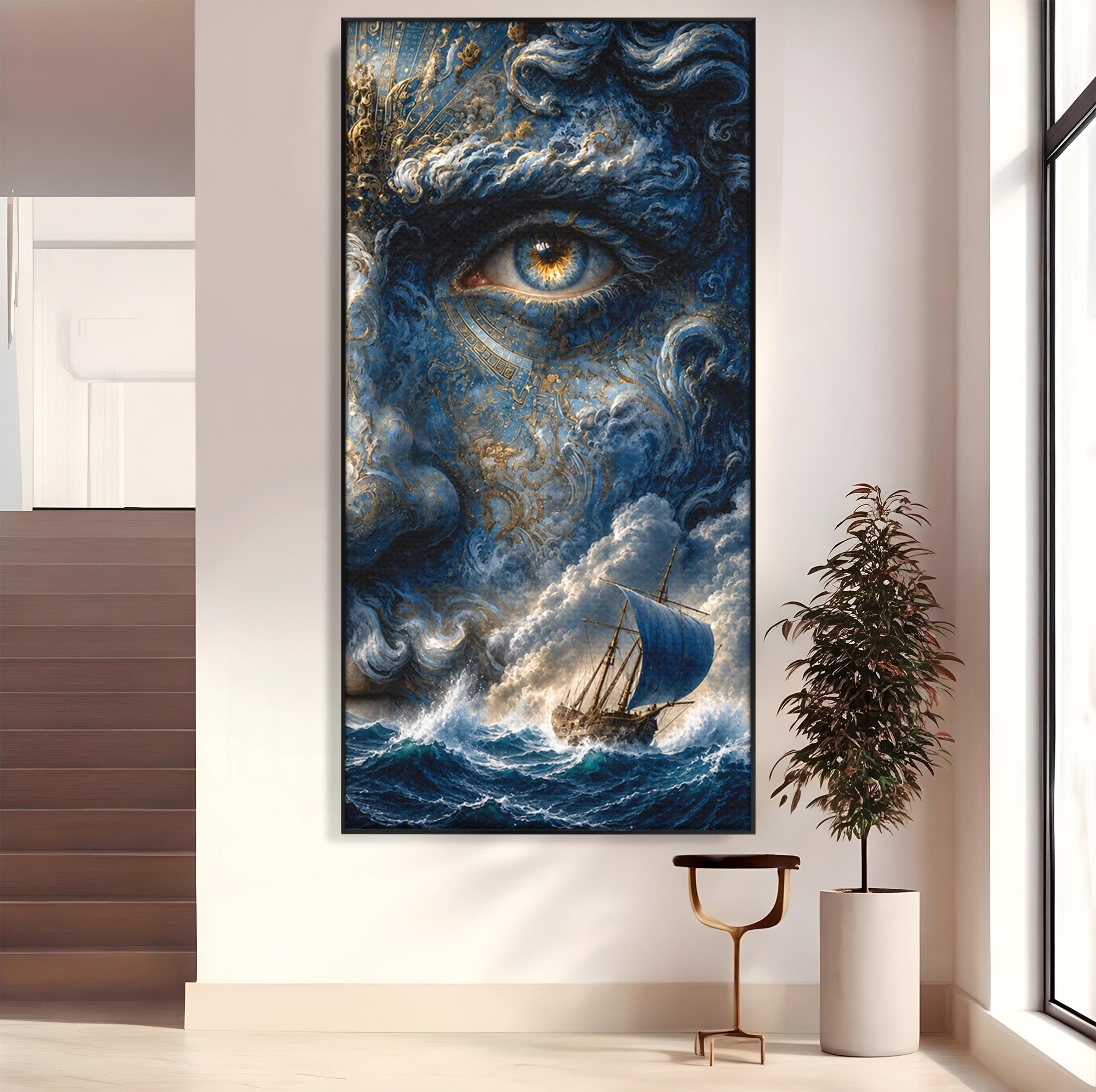 Tablou Canvas Premium LuxCanva® T1006, Zeul Marii, Natura, Mare, Vas, Mitologie, Living, Culori Vibrante