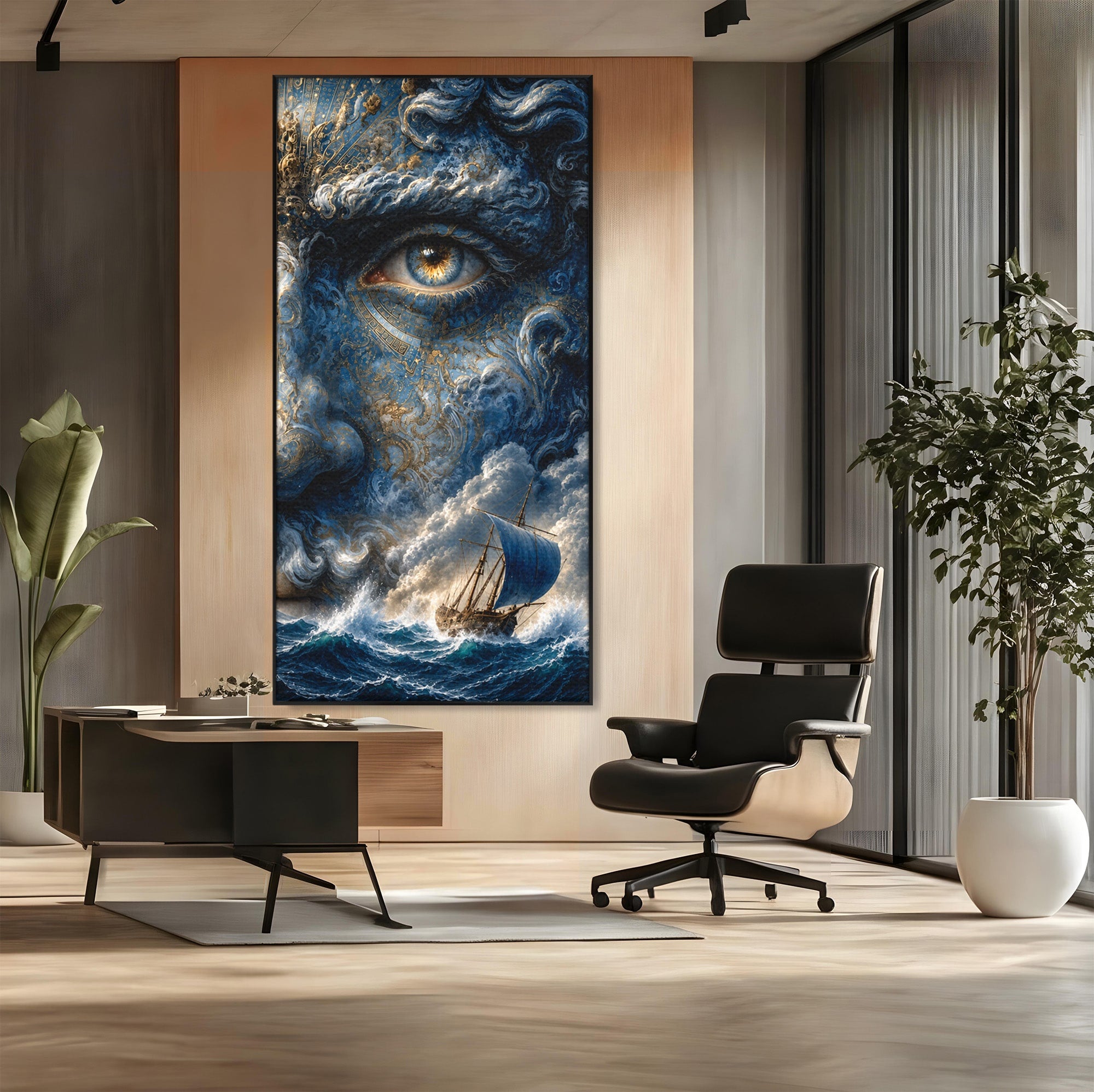 Tablou Canvas Premium LuxCanva® T1006, Zeul Marii, Natura, Mare, Vas, Mitologie, Living, Culori Vibrante