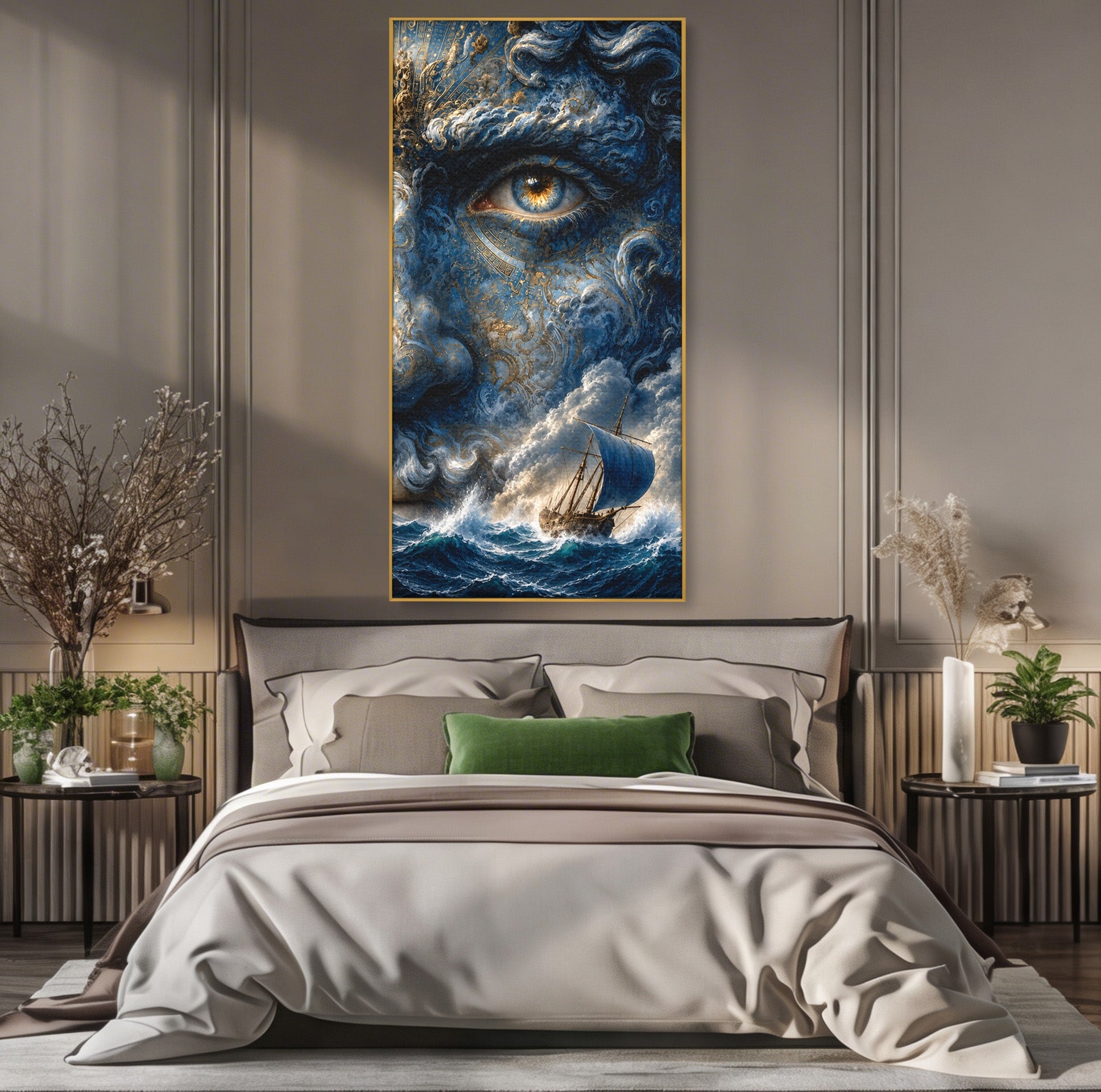 Tablou Canvas Premium LuxCanva® T1006, Zeul Marii, Natura, Mare, Vas, Mitologie, Living, Culori Vibrante