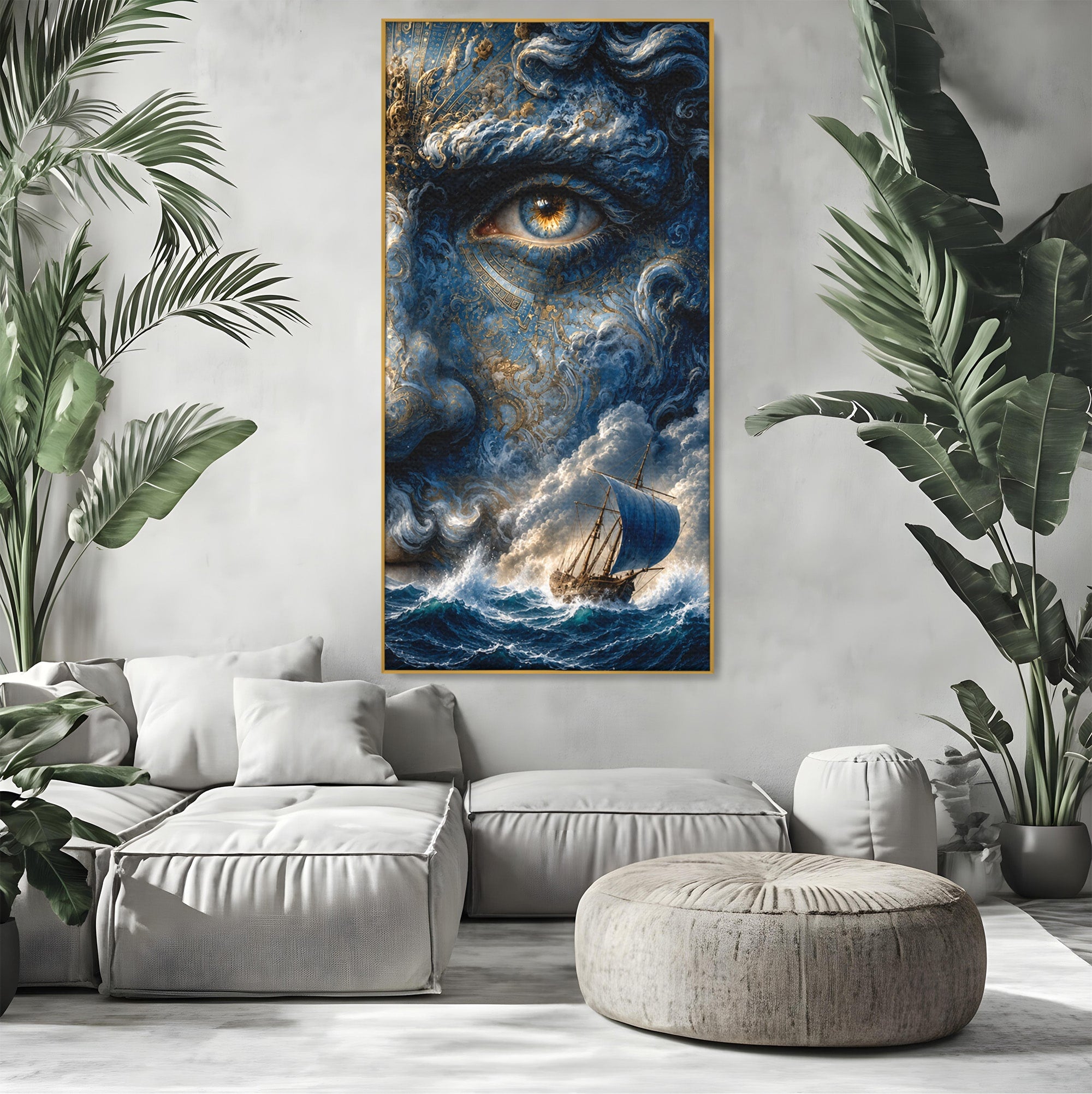 Tablou Canvas Premium LuxCanva® T1006, Zeul Marii, Natura, Mare, Vas, Mitologie, Living, Culori Vibrante