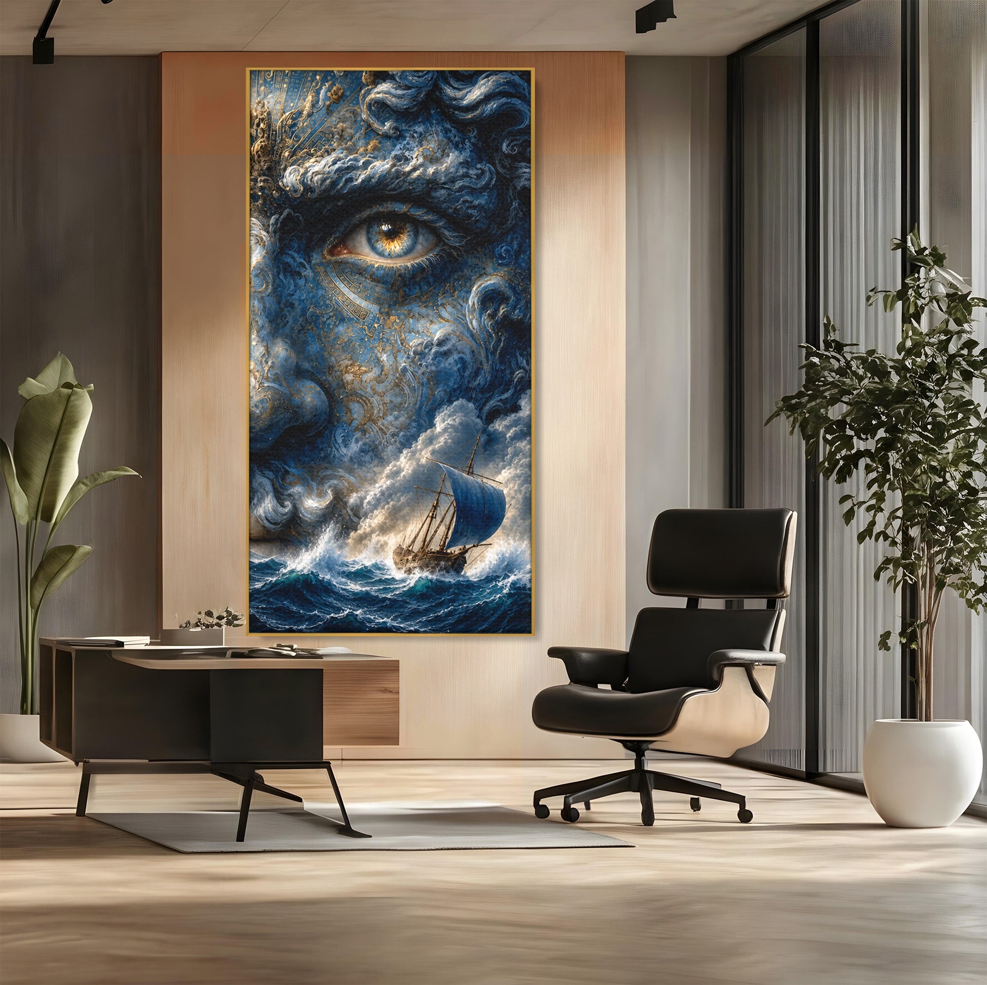 Tablou Canvas Premium LuxCanva® T1006, Zeul Marii, Natura, Mare, Vas, Mitologie, Living, Culori Vibrante