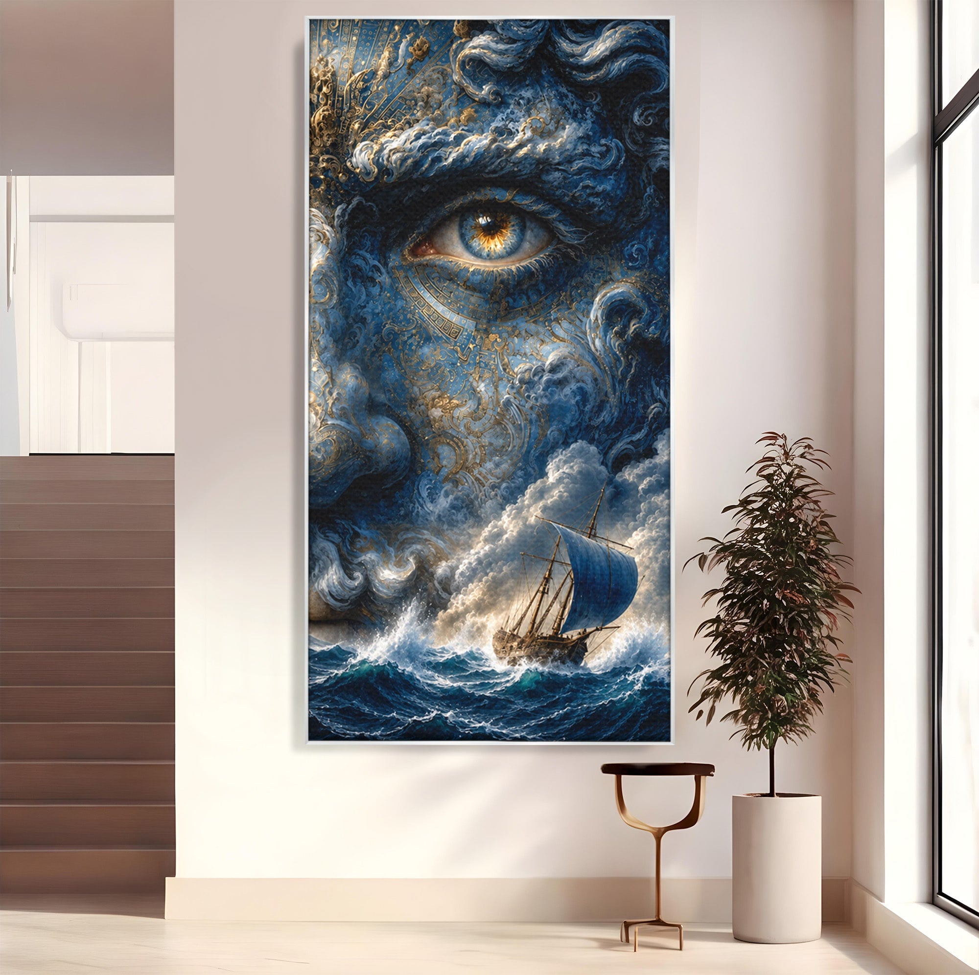 Tablou Canvas Premium LuxCanva® T1006, Zeul Marii, Natura, Mare, Vas, Mitologie, Living, Culori Vibrante