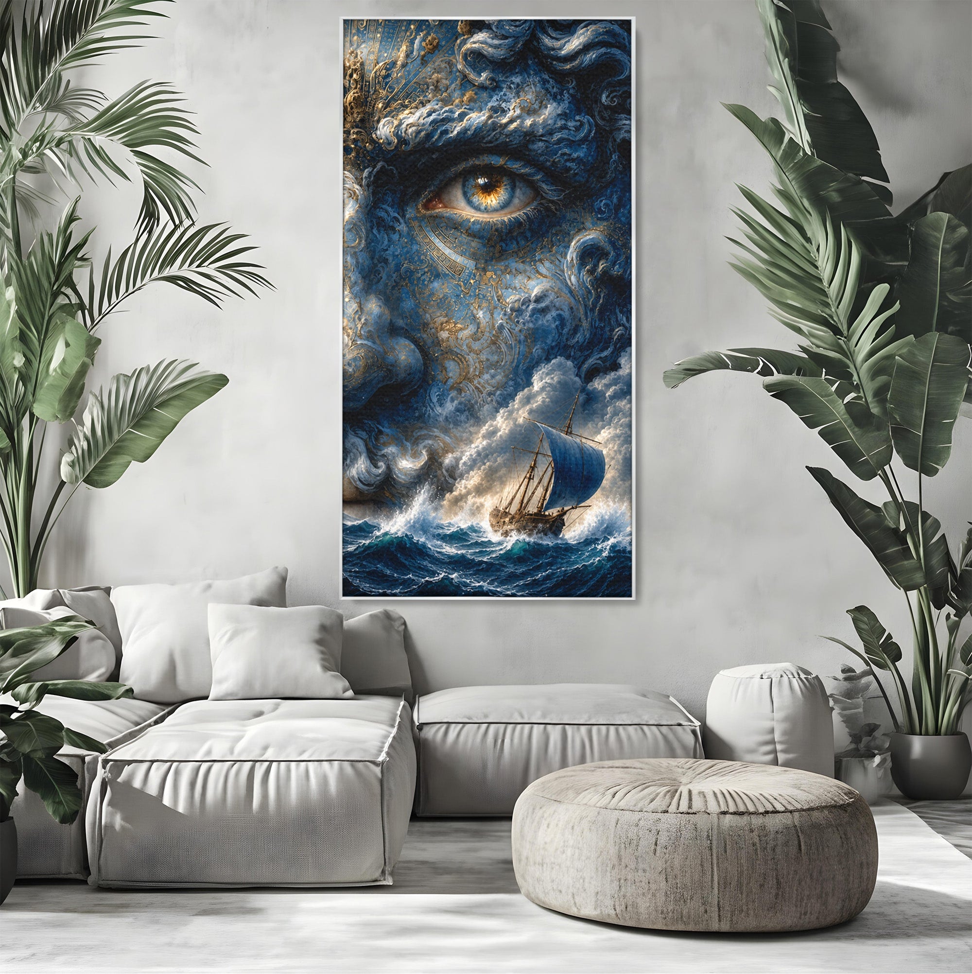 Tablou Canvas Premium LuxCanva® T1006, Zeul Marii, Natura, Mare, Vas, Mitologie, Living, Culori Vibrante