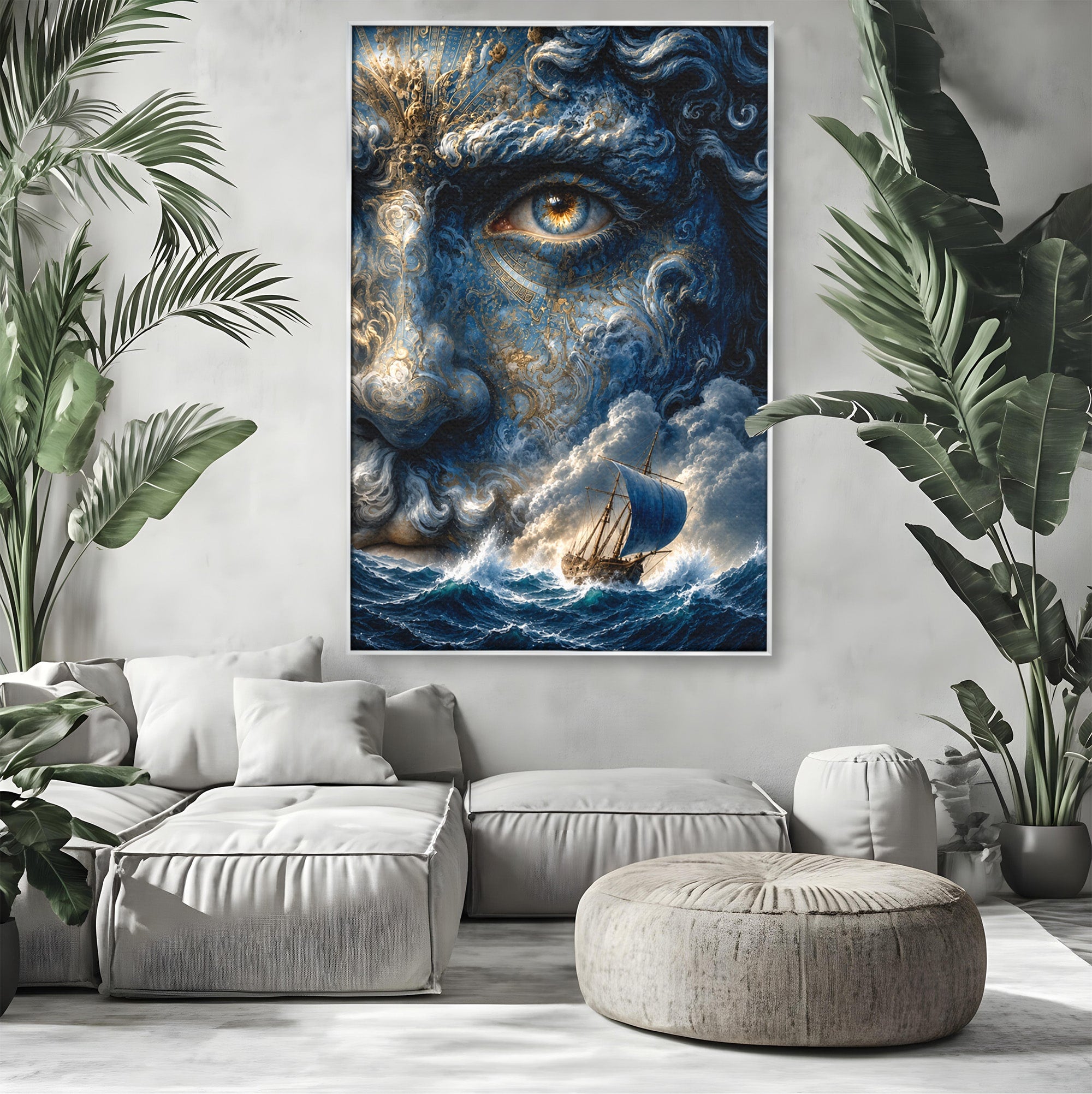Tablou Canvas Premium LuxCanva® T1006, Zeul Marii, Natura, Mare, Vas, Mitologie, Living, Culori Vibrante