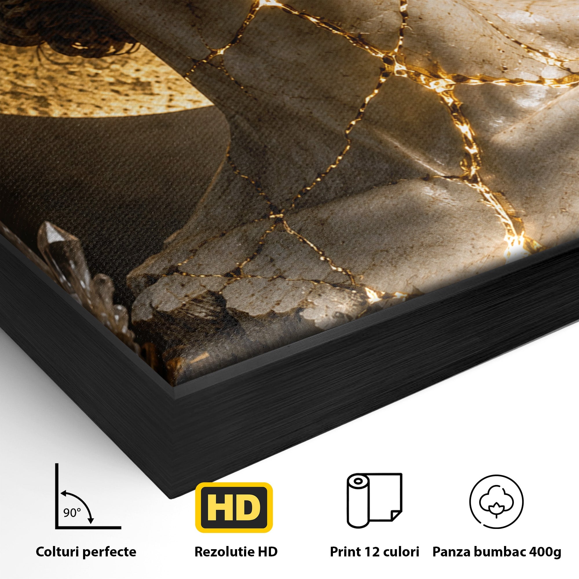 Tablou Canvas Premium LuxCanva® T1008, Zeita In Lumina Aurie, Zeita, Lumina, Statuie, Decor, Dormitor, Culori Vibrante