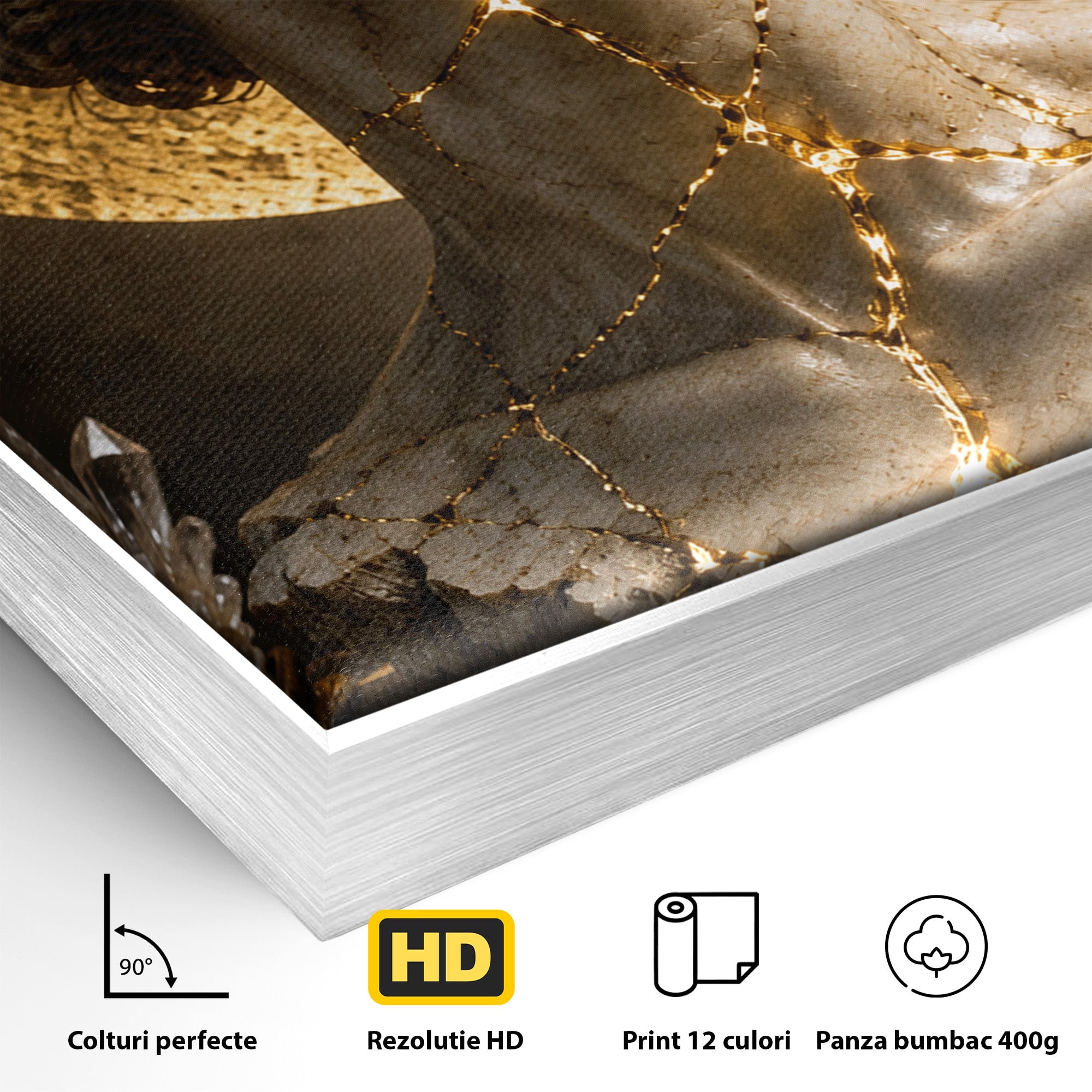 Tablou Canvas Premium LuxCanva® T1008, Zeita In Lumina Aurie, Zeita, Lumina, Statuie, Decor, Dormitor, Culori Vibrante