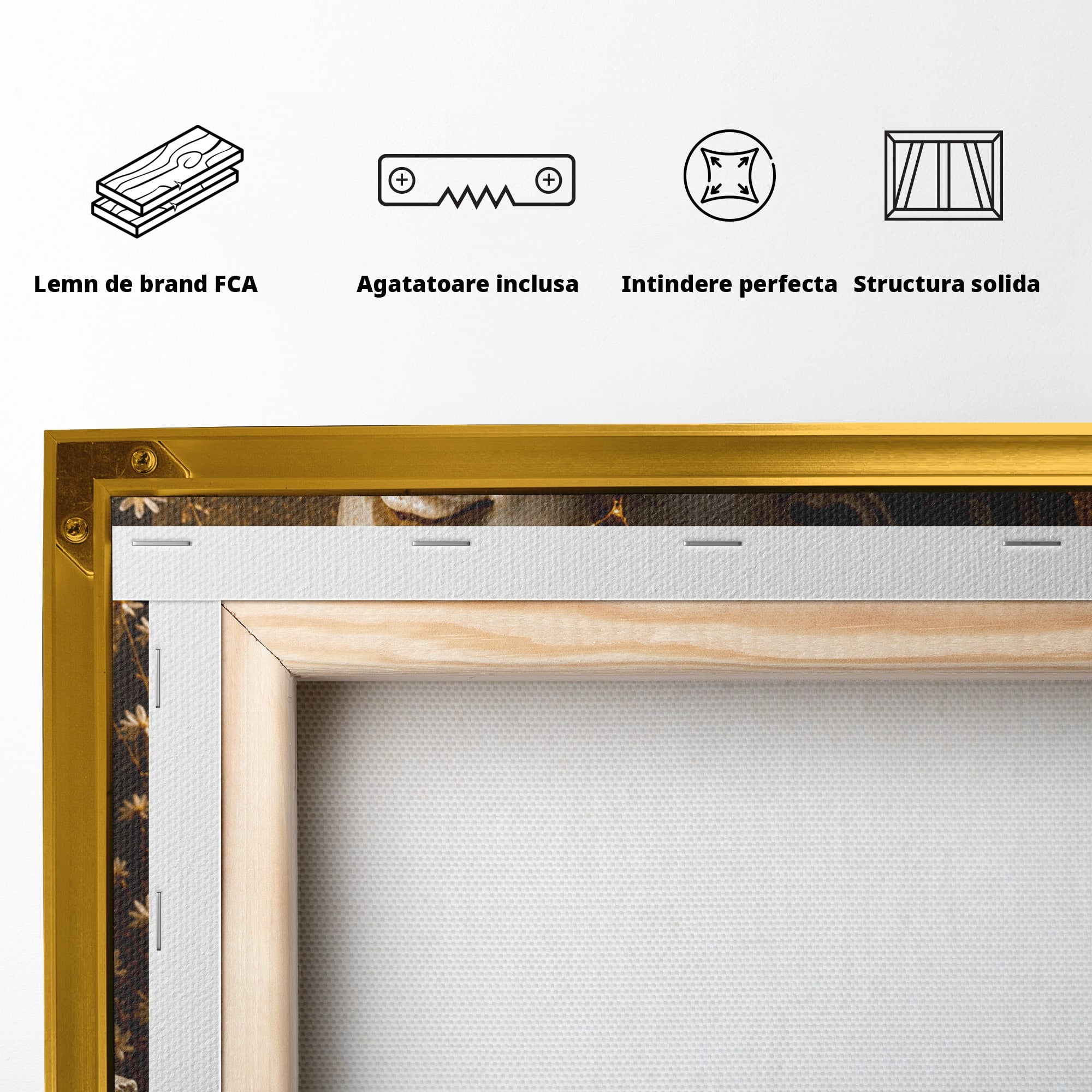 Tablou Canvas Premium LuxCanva® T1008, Zeita In Lumina Aurie, Zeita, Lumina, Statuie, Decor, Dormitor, Culori Vibrante