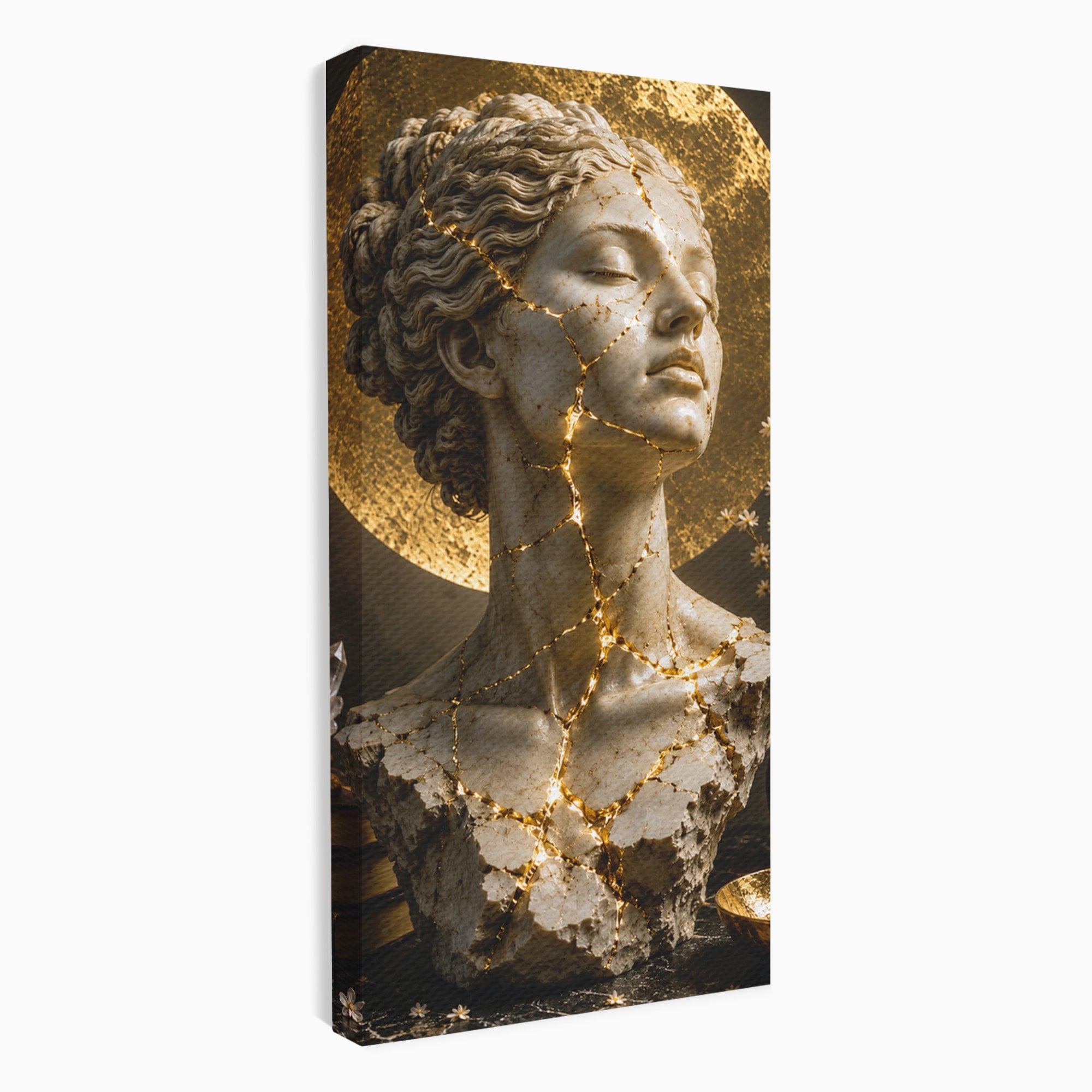 Tablou Canvas Premium LuxCanva® T1008, Zeita In Lumina Aurie, Zeita, Lumina, Statuie, Decor, Dormitor, Culori Vibrante