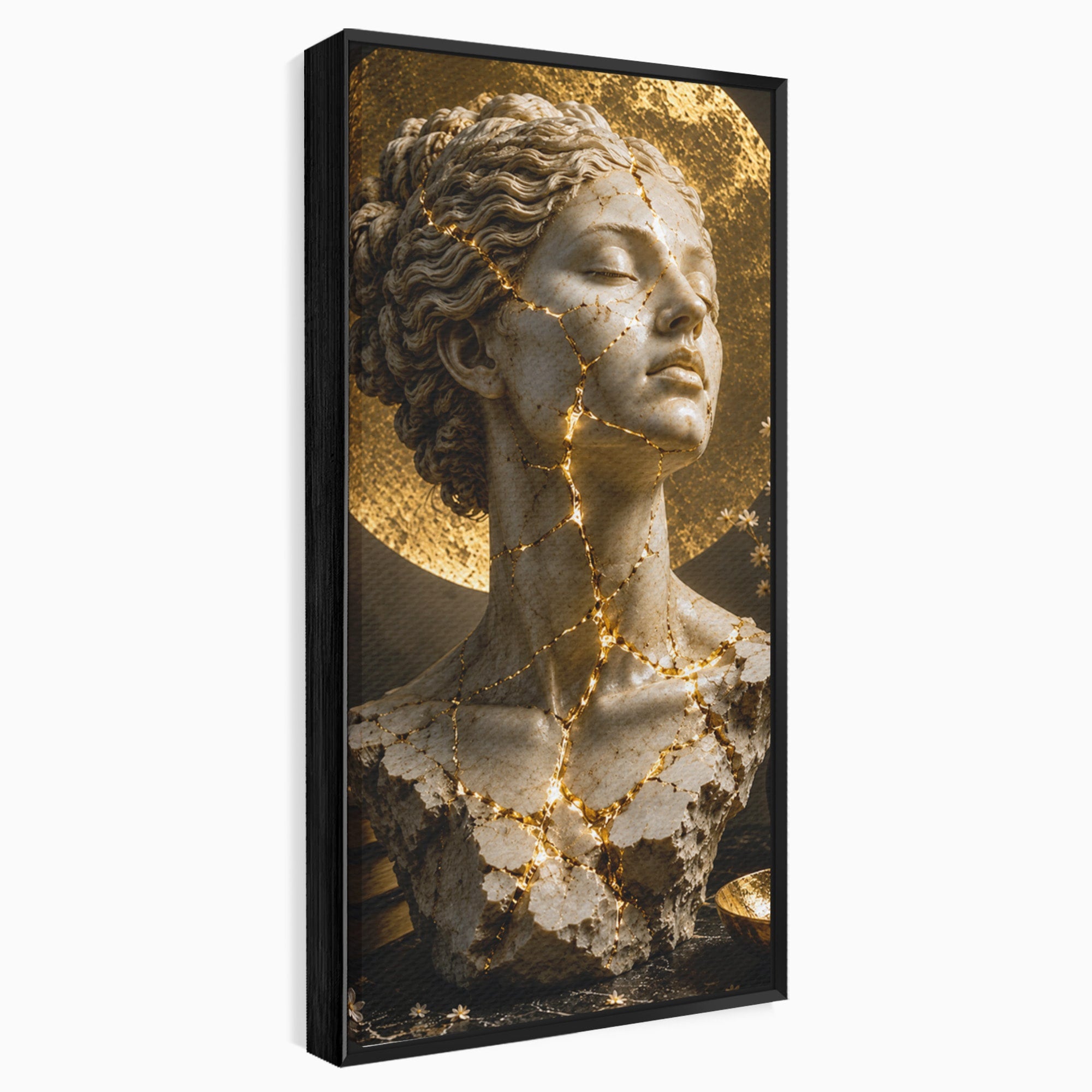 Tablou Canvas Premium LuxCanva® T1008, Zeita In Lumina Aurie, Zeita, Lumina, Statuie, Decor, Dormitor, Culori Vibrante