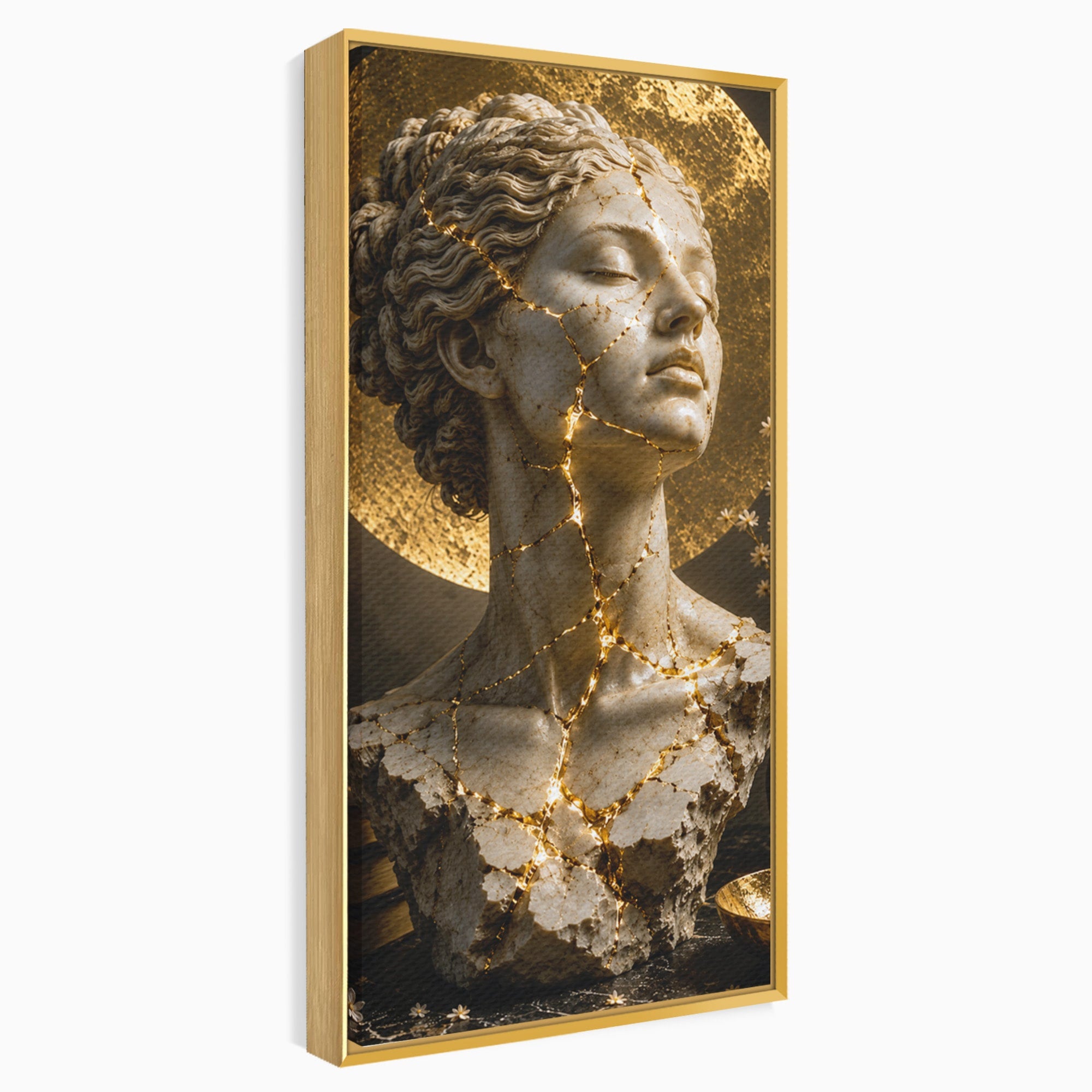 Tablou Canvas Premium LuxCanva® T1008, Zeita In Lumina Aurie, Zeita, Lumina, Statuie, Decor, Dormitor, Culori Vibrante