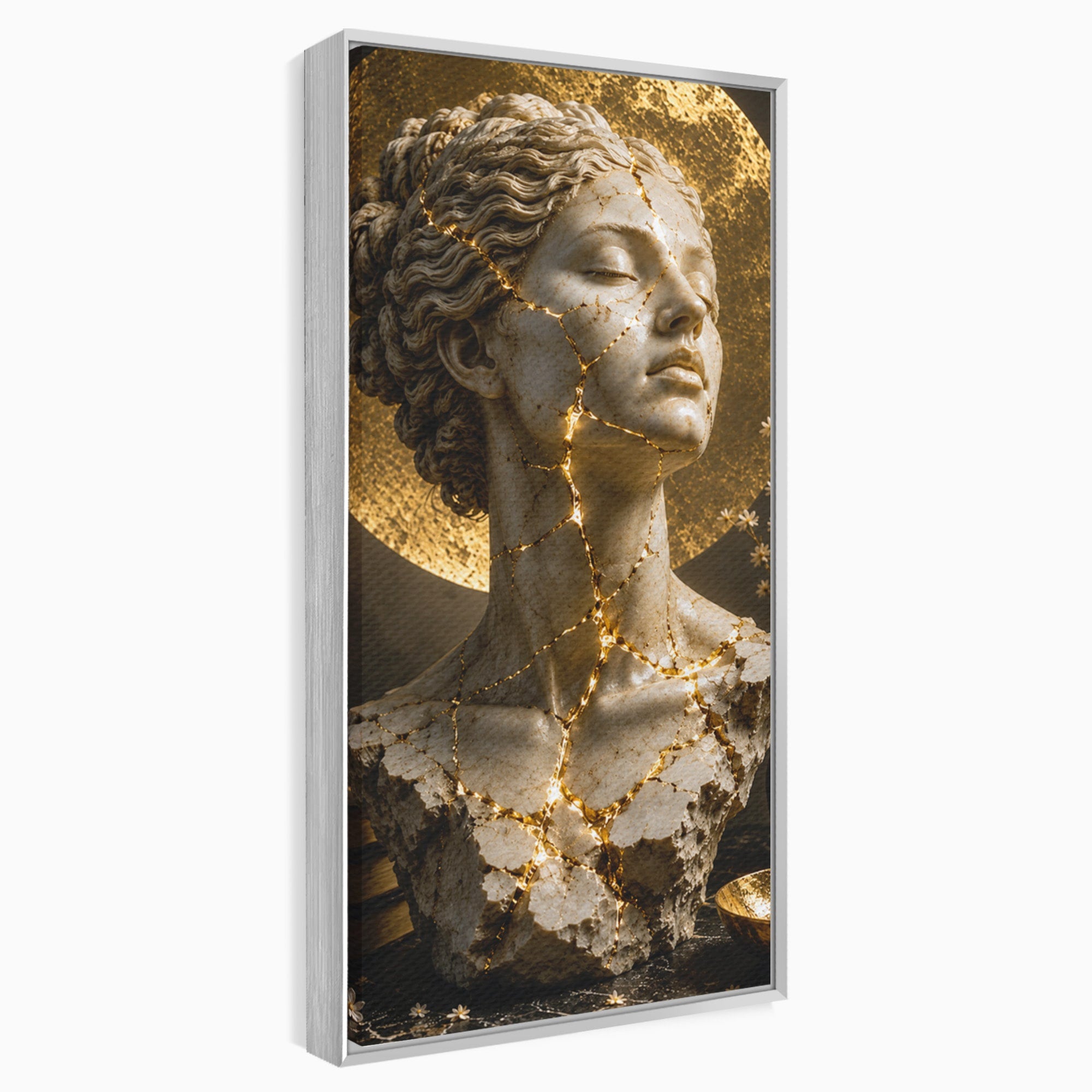 Tablou Canvas Premium LuxCanva® T1008, Zeita In Lumina Aurie, Zeita, Lumina, Statuie, Decor, Dormitor, Culori Vibrante