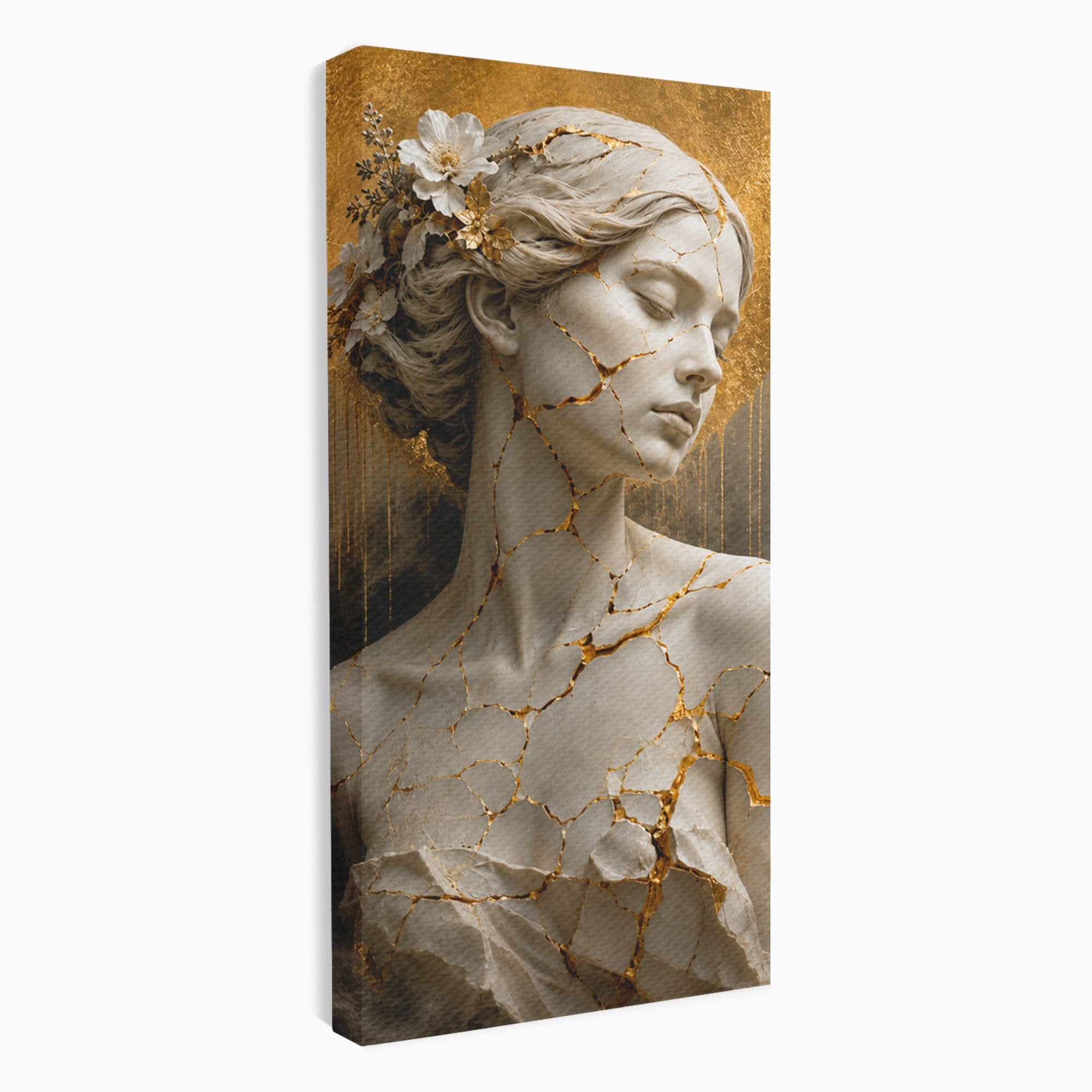 Tablou Canvas Premium LuxCanva® T1009, Frumusetea Kintsugi, Femeie, Statue, Kintsugi, Arta, Dormitor, Culori Vibrante