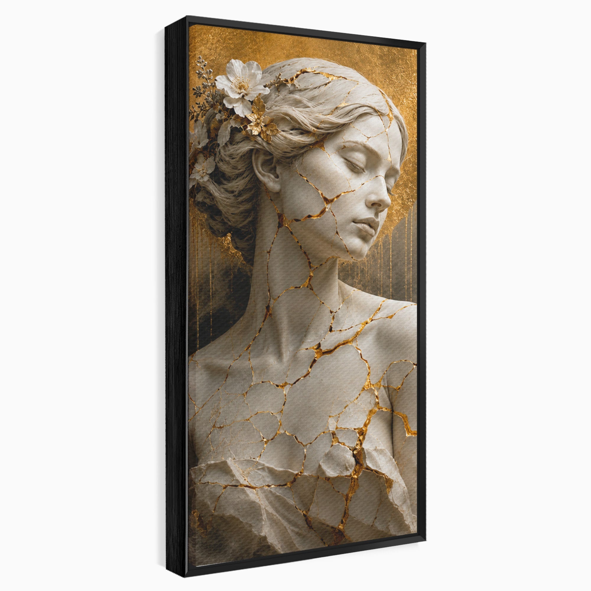 Tablou Canvas Premium LuxCanva® T1009, Frumusetea Kintsugi, Femeie, Statue, Kintsugi, Arta, Dormitor, Culori Vibrante