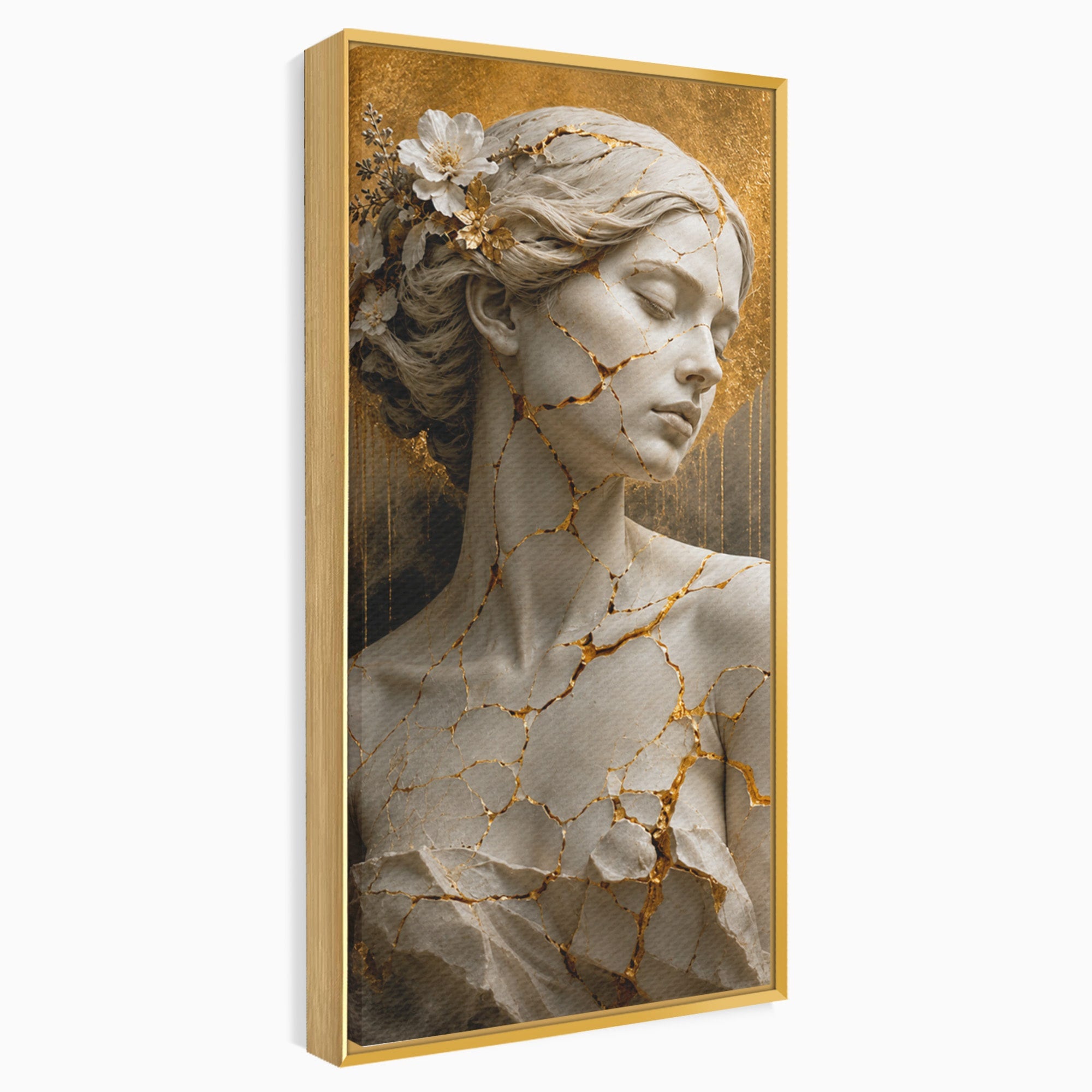 Tablou Canvas Premium LuxCanva® T1009, Frumusetea Kintsugi, Femeie, Statue, Kintsugi, Arta, Dormitor, Culori Vibrante