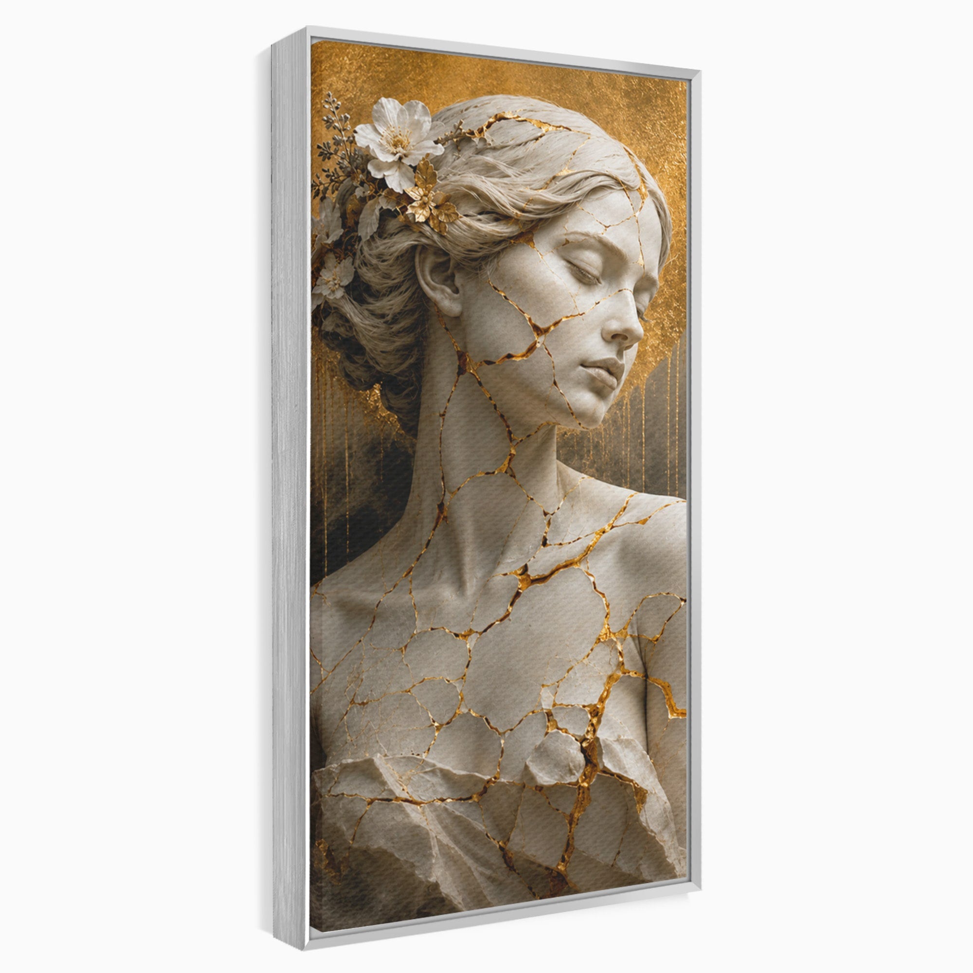 Tablou Canvas Premium LuxCanva® T1009, Frumusetea Kintsugi, Femeie, Statue, Kintsugi, Arta, Dormitor, Culori Vibrante