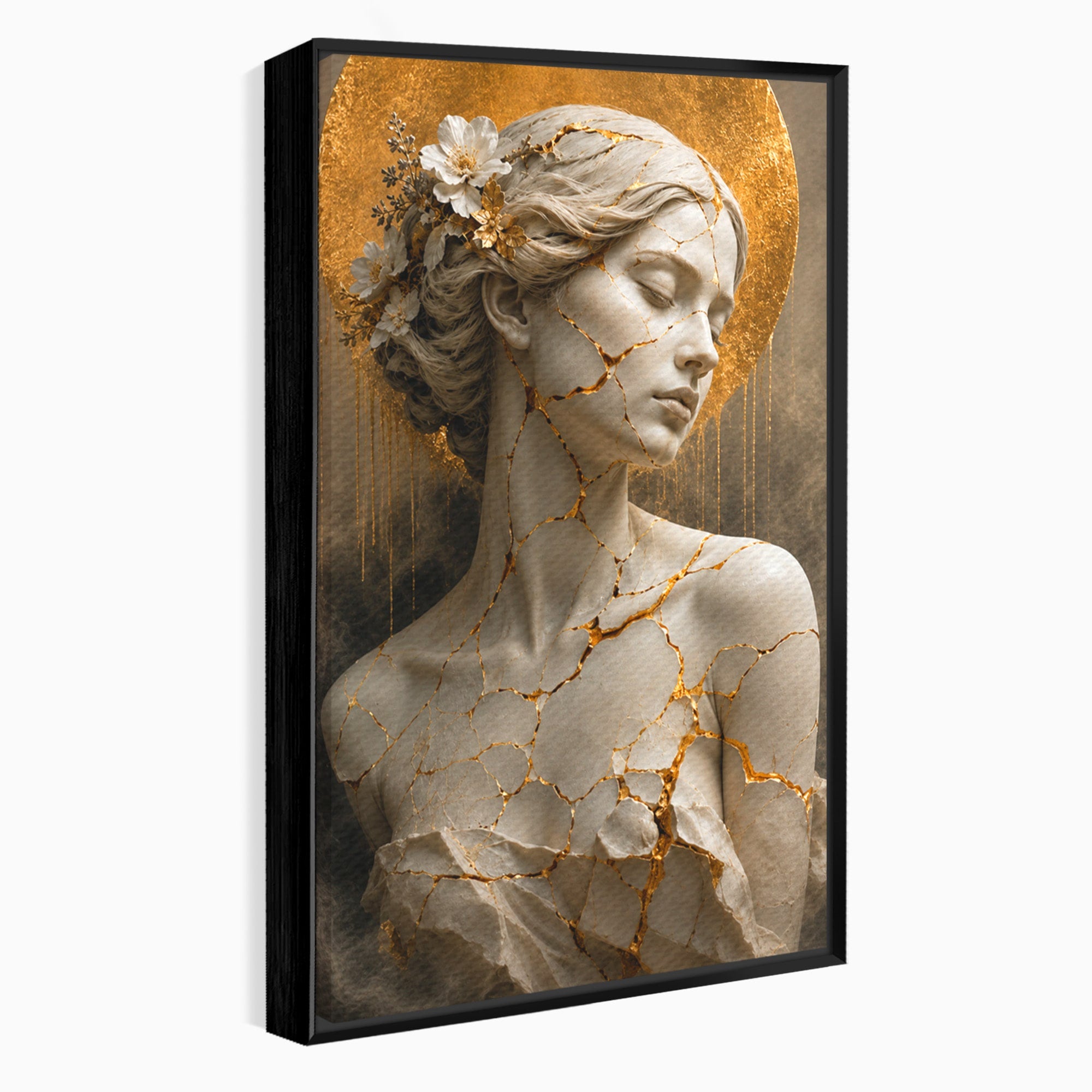 Tablou Canvas Premium LuxCanva® T1009, Frumusetea Kintsugi, Femeie, Statue, Kintsugi, Arta, Dormitor, Culori Vibrante