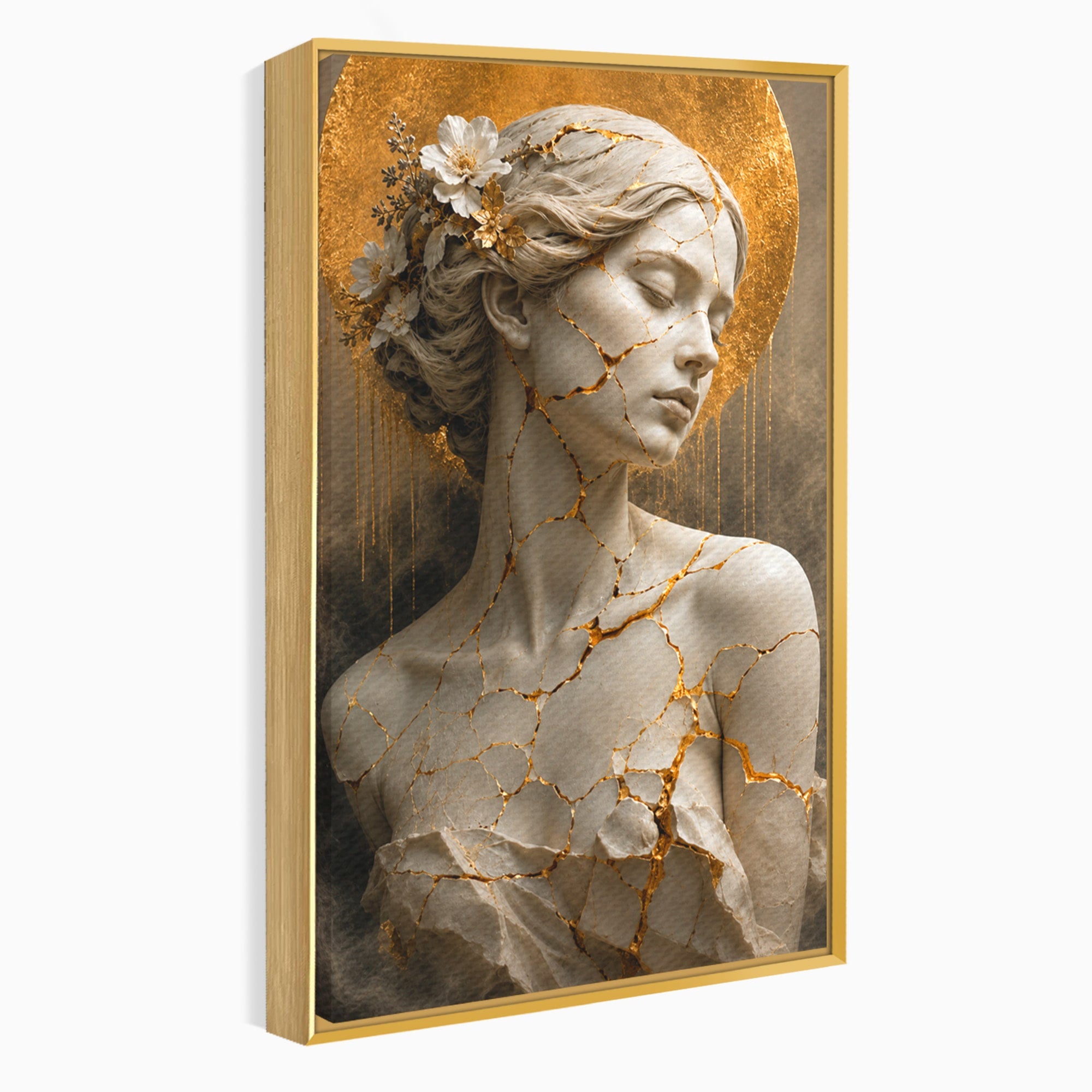 Tablou Canvas Premium LuxCanva® T1009, Frumusetea Kintsugi, Femeie, Statue, Kintsugi, Arta, Dormitor, Culori Vibrante