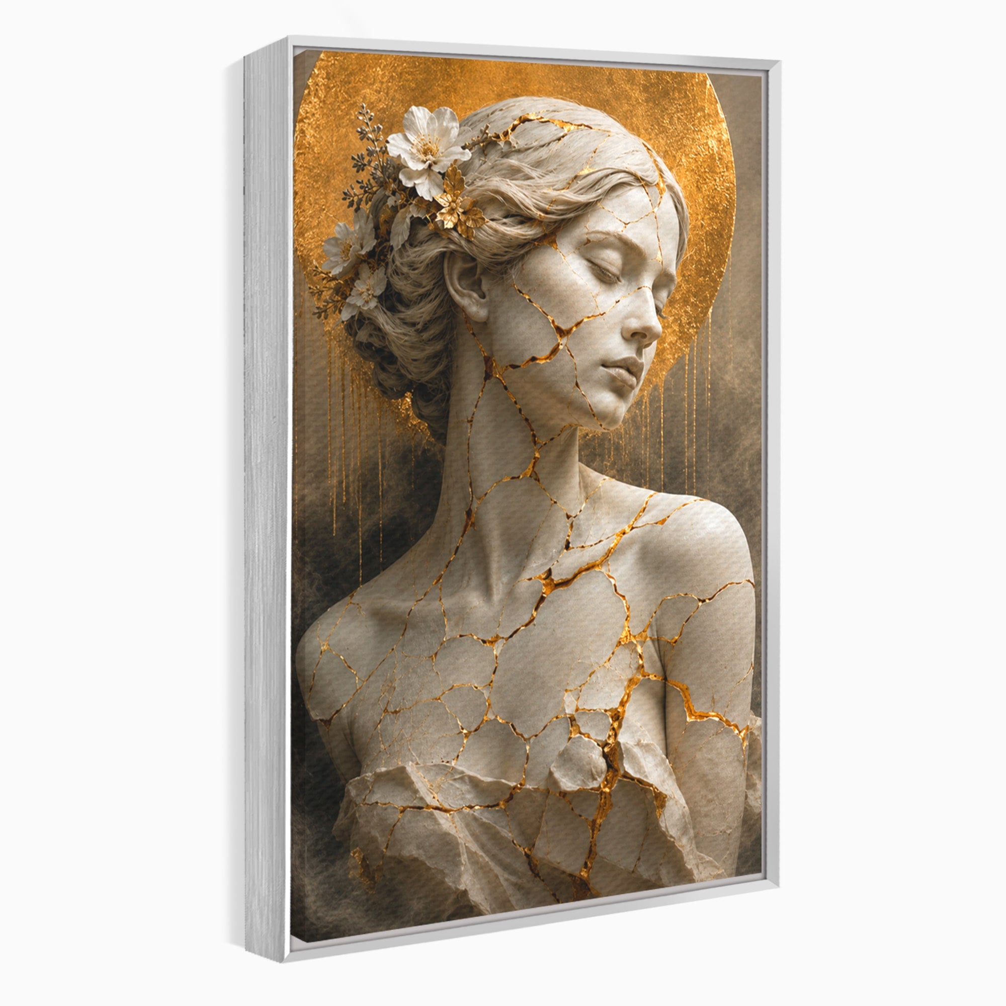 Tablou Canvas Premium LuxCanva® T1009, Frumusetea Kintsugi, Femeie, Statue, Kintsugi, Arta, Dormitor, Culori Vibrante