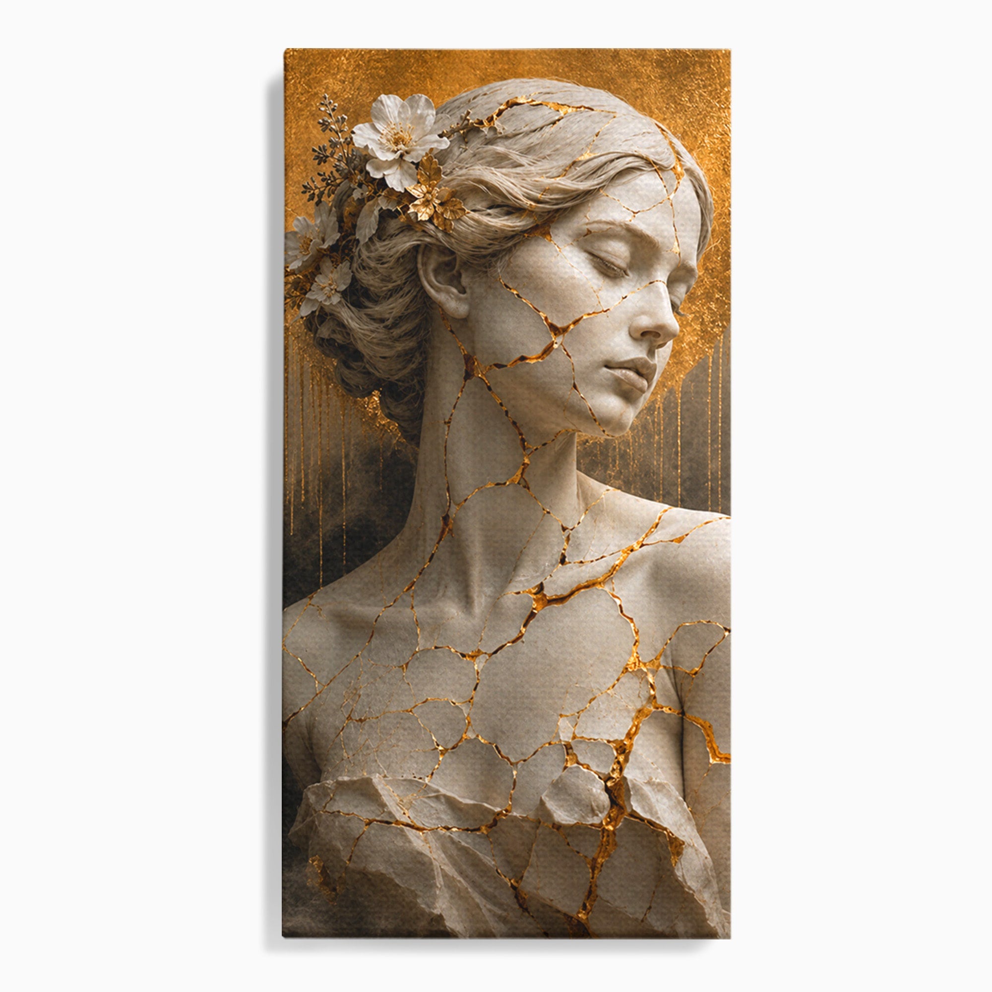 Tablou Canvas Premium LuxCanva® T1009, Frumusetea Kintsugi, Femeie, Statue, Kintsugi, Arta, Dormitor, Culori Vibrante