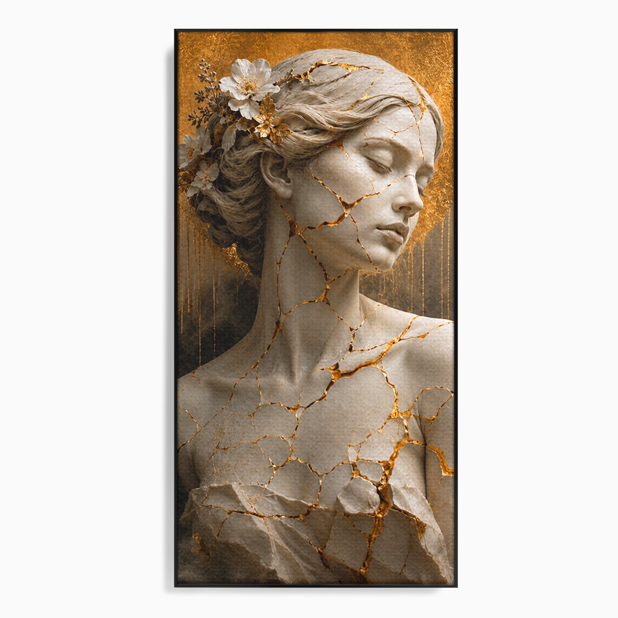 Tablou Canvas Premium LuxCanva® T1009, Frumusetea Kintsugi, Femeie, Statue, Kintsugi, Arta, Dormitor, Culori Vibrante