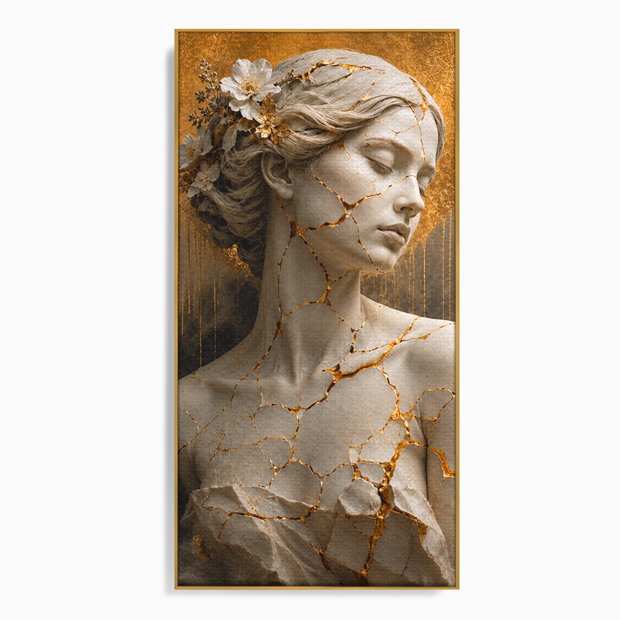 Tablou Canvas Premium LuxCanva® T1009, Frumusetea Kintsugi, Femeie, Statue, Kintsugi, Arta, Dormitor, Culori Vibrante