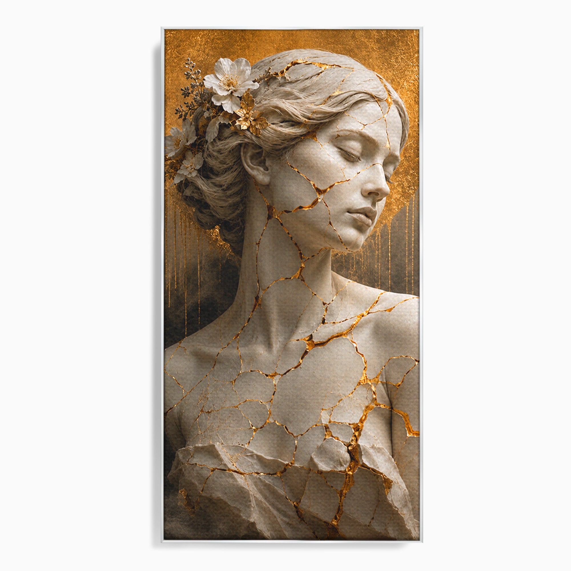 Tablou Canvas Premium LuxCanva® T1009, Frumusetea Kintsugi, Femeie, Statue, Kintsugi, Arta, Dormitor, Culori Vibrante