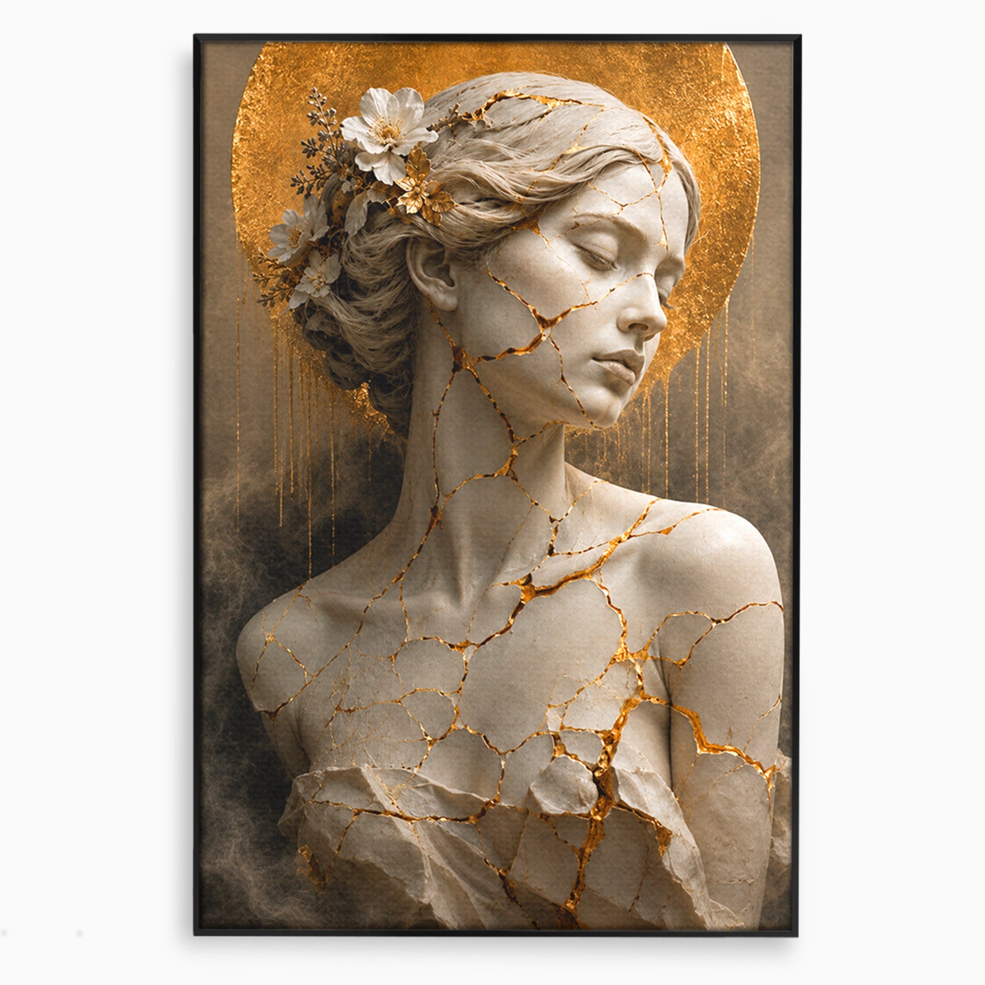Tablou Canvas Premium LuxCanva® T1009, Frumusetea Kintsugi, Femeie, Statue, Kintsugi, Arta, Dormitor, Culori Vibrante