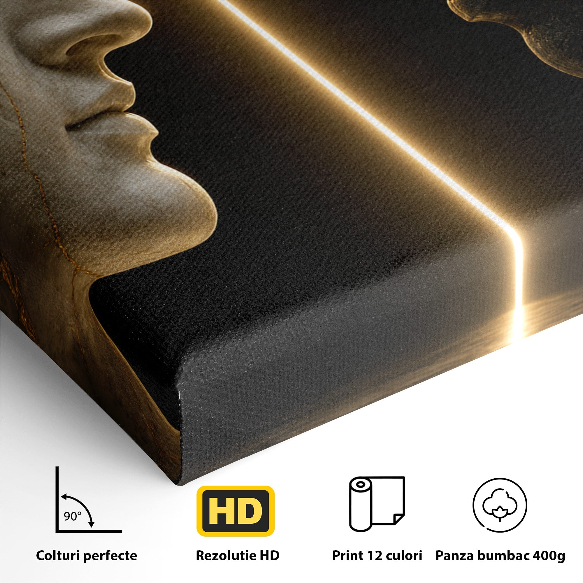 Tablou Canvas Premium LuxCanva® T1010, Confruntarea Statuilor, Statuie, Confruntare, Abstract, Arta Clasica, Dormitor, Culori Vibrante