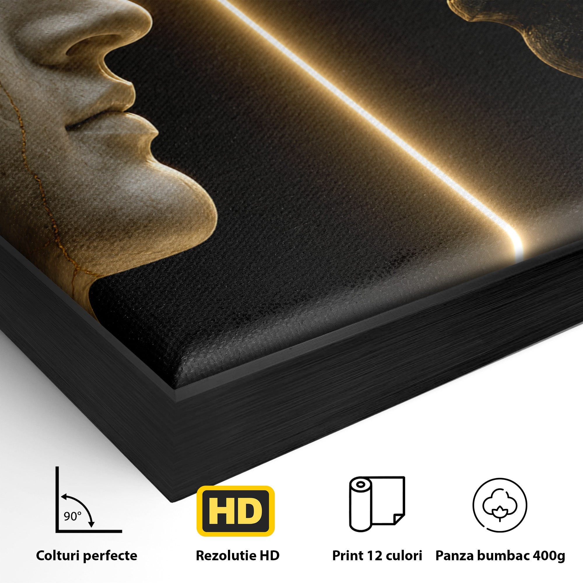Tablou Canvas Premium LuxCanva® T1010, Confruntarea Statuilor, Statuie, Confruntare, Abstract, Arta Clasica, Dormitor, Culori Vibrante