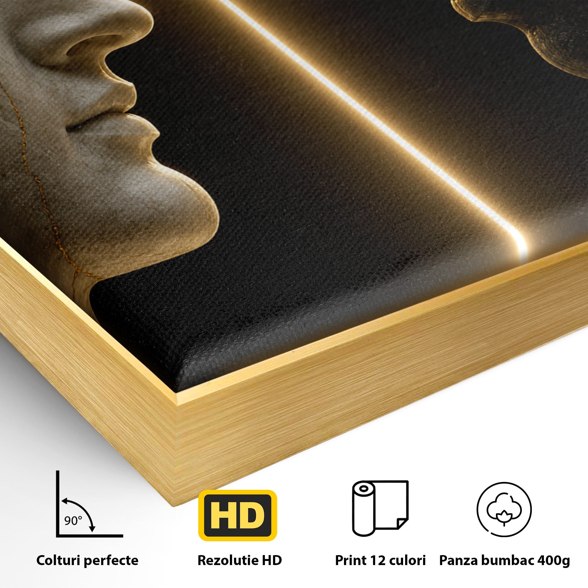 Tablou Canvas Premium LuxCanva® T1010, Confruntarea Statuilor, Statuie, Confruntare, Abstract, Arta Clasica, Dormitor, Culori Vibrante
